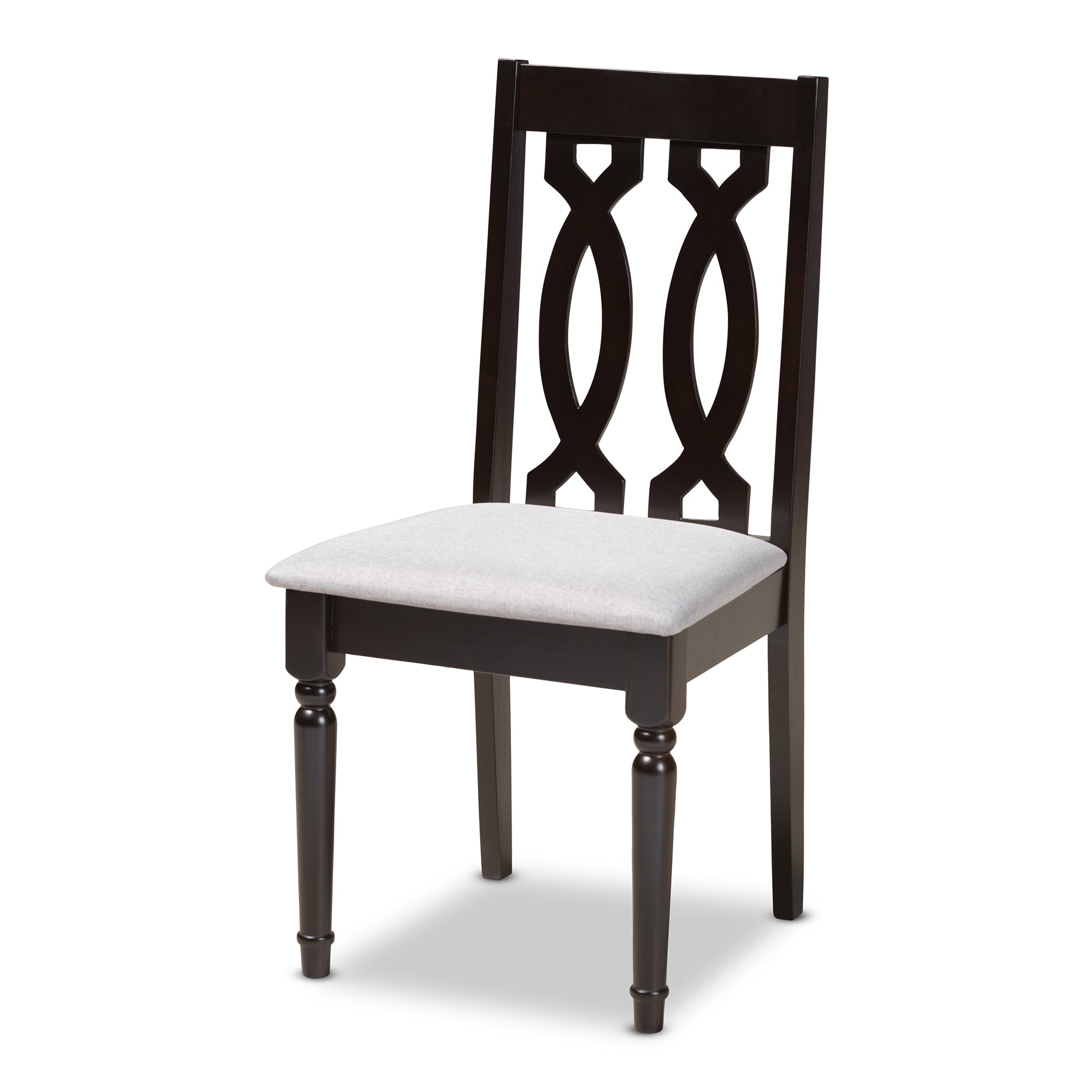 Baxton Studio Cherese Modern and Contemporary Grey Fabric Upholstered Espresso Brown Finished 5-Piece Wood Dining Set