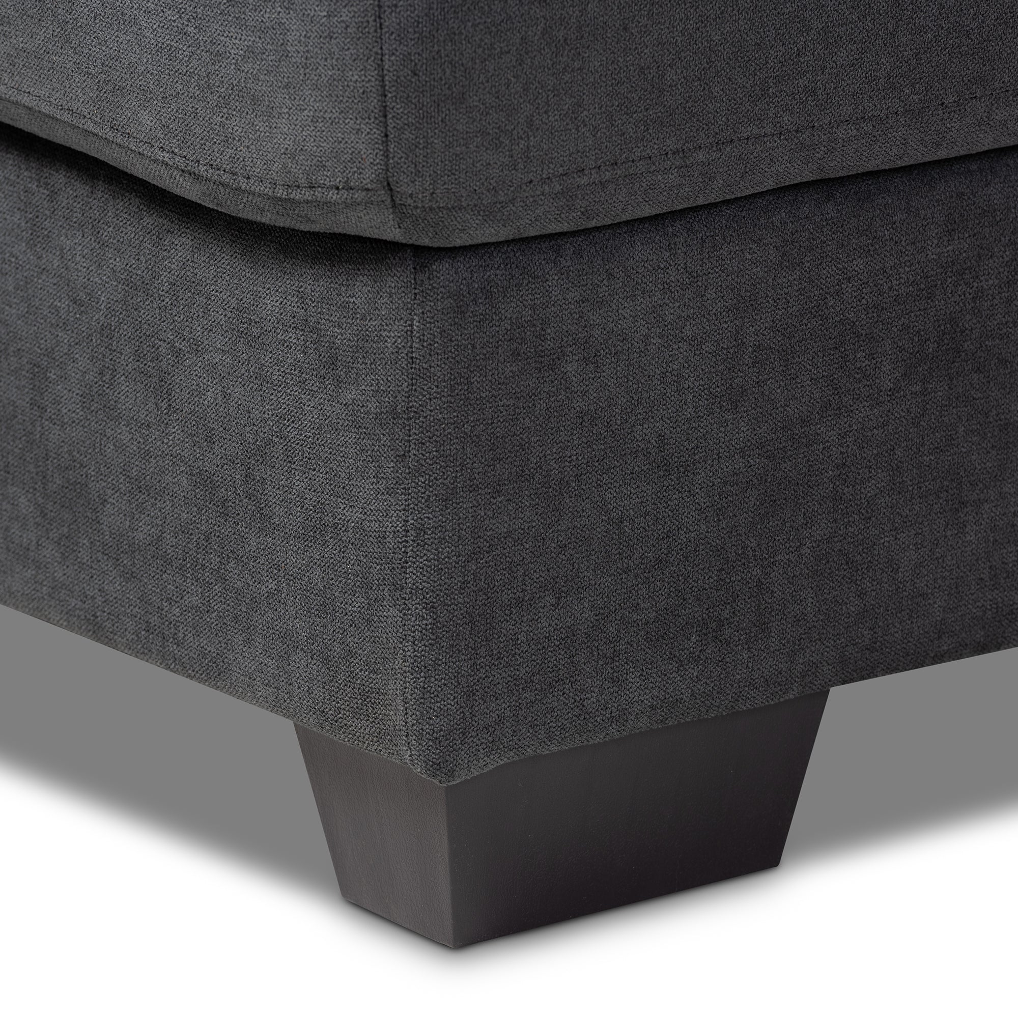 Baxton Studio Langley Modern and Contemporary Dark Grey Fabric Upholstered Sectional Sofa with Right Facing Chaise