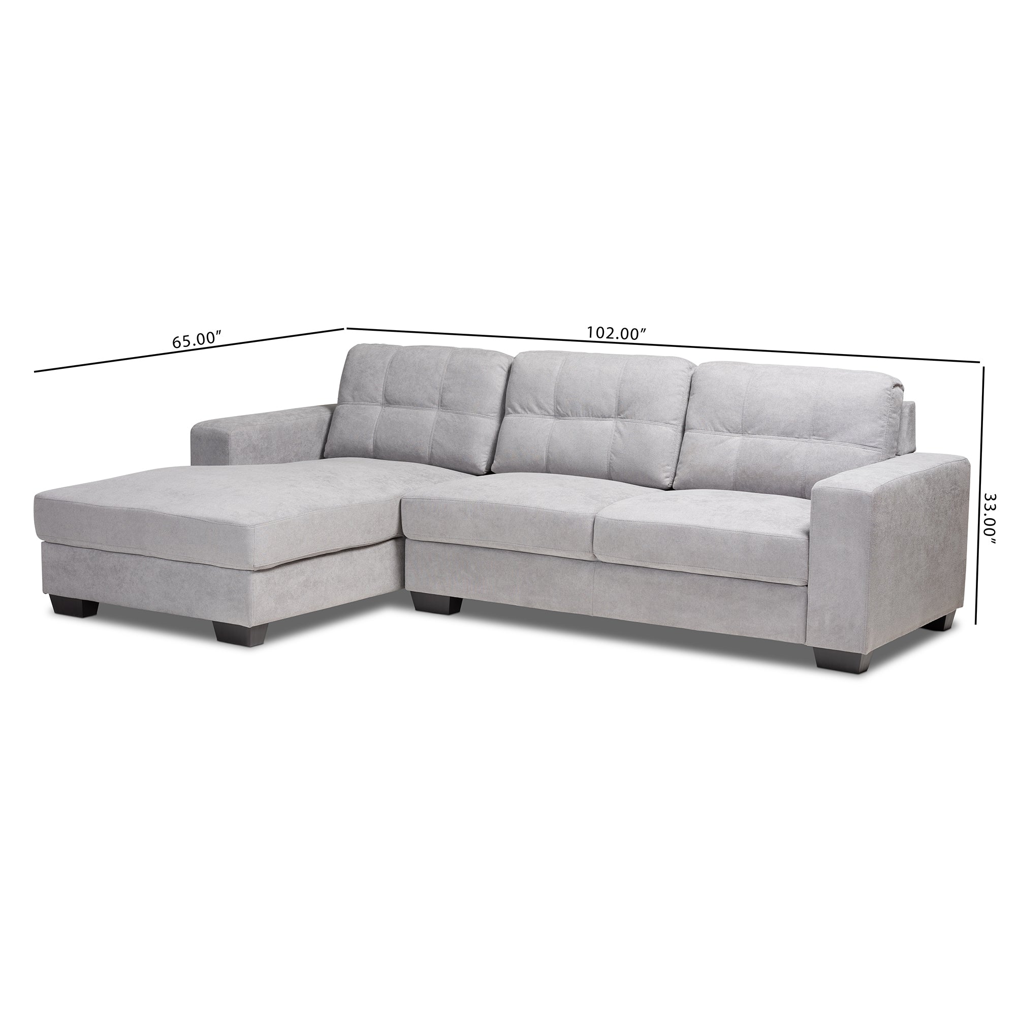 Baxton Studio Langley Modern and Contemporary Light Grey Fabric Upholstered Sectional Sofa with Left Facing Chaise