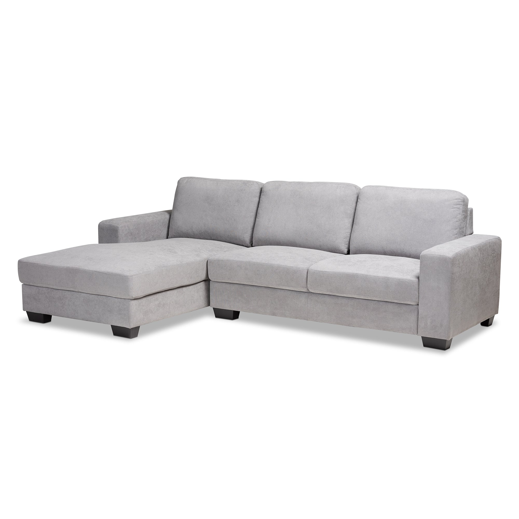 Baxton Studio Nevin Modern and Contemporary Light Grey Fabric Upholstered Sectional Sofa with Left Facing Chaise