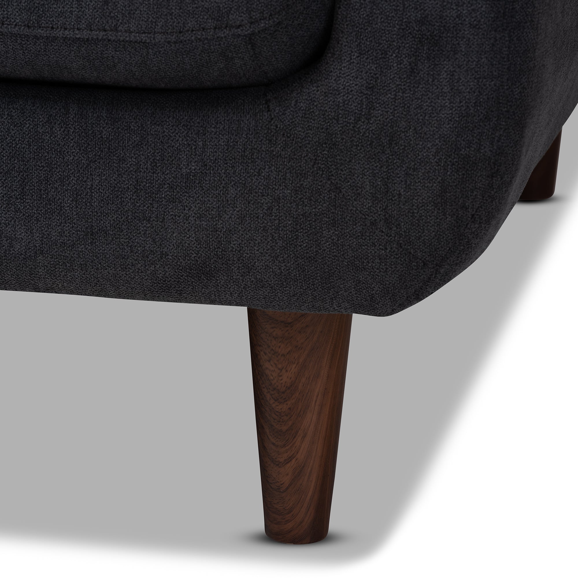 Baxton Studio Allister Mid-Century Modern Dark Grey Fabric Upholstered Sofa