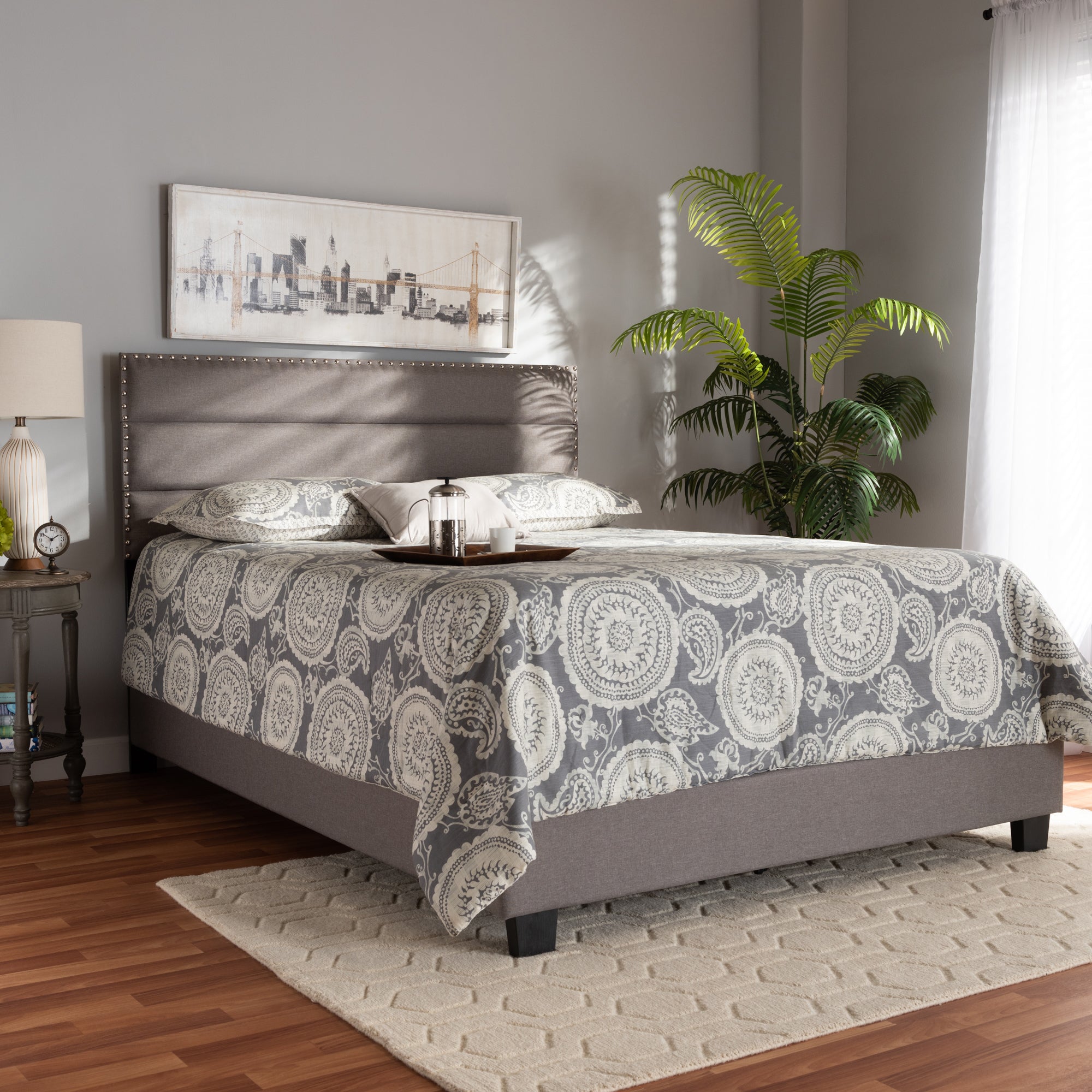 Baxton Studio Ansa Modern and Contemporary Grey Fabric Upholstered Full Size Bed