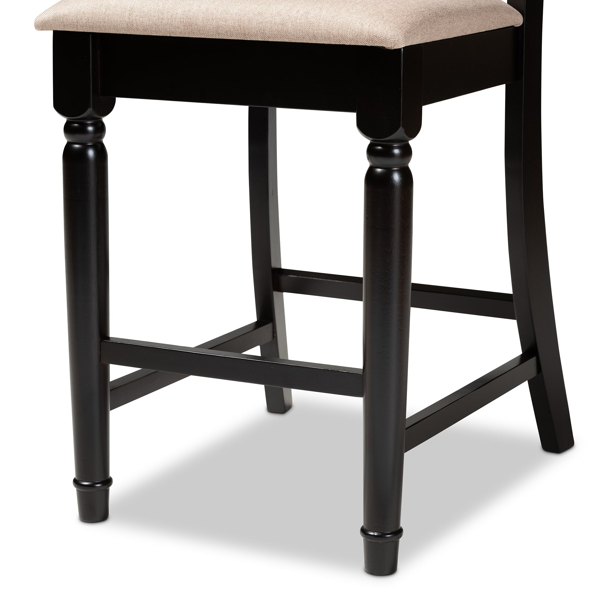 Baxton Studio Verina Modern and Contemporary Sand Fabric Upholstered Espresso Brown Finished Wood Counter Stool (Set of 2)