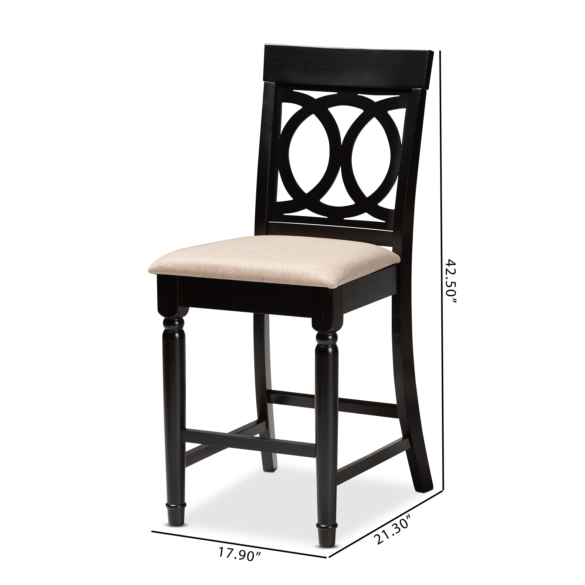 Baxton Studio Verina Modern and Contemporary Sand Fabric Upholstered Espresso Brown Finished Wood Counter Stool (Set of 2)