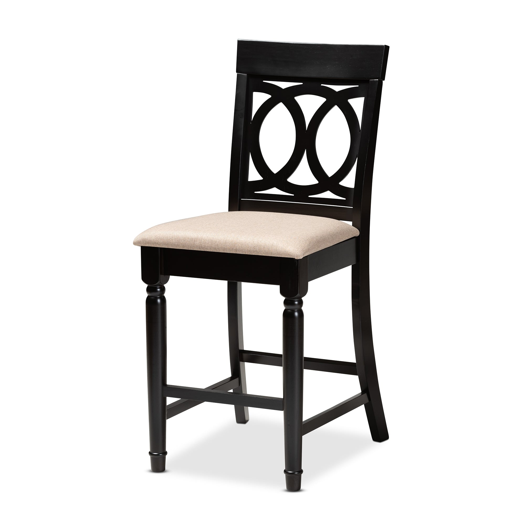 Baxton Studio Verina Modern and Contemporary Sand Fabric Upholstered Espresso Brown Finished 5-Piece Wood Pub Set