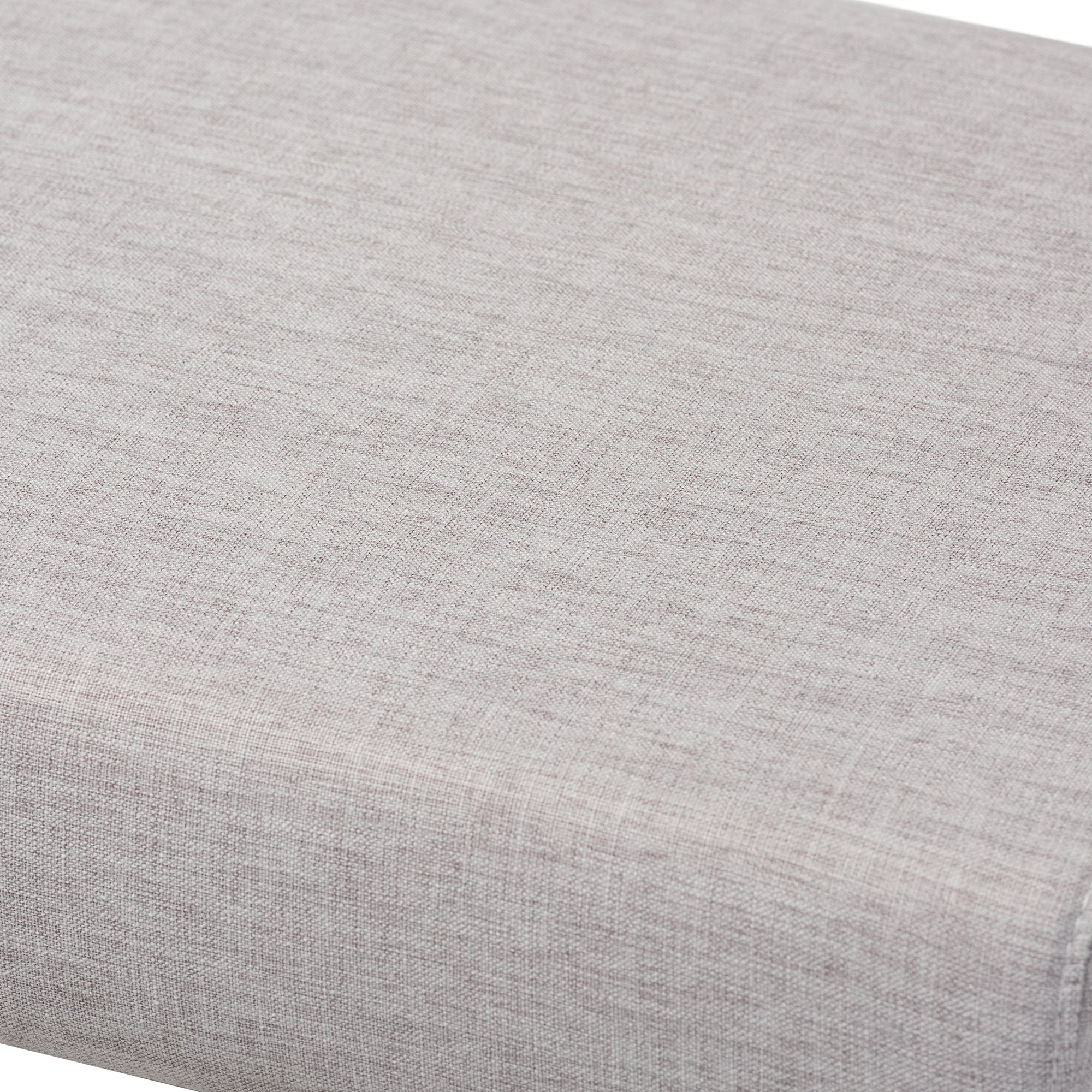 Baxton Studio Rika Mid-Century Modern Greyish Beige Fabric Upholstered Walnut Brown Finished Boomerang Bench