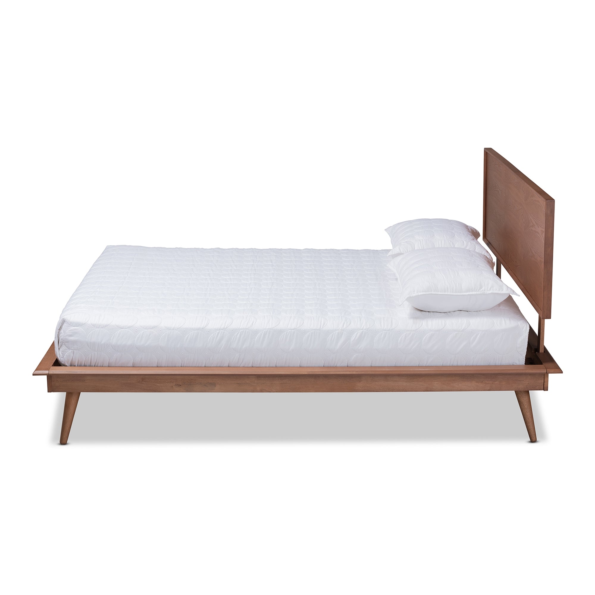 Baxton Studio Karine Mid-Century Modern Walnut Brown Finished Wood Queen Size Platform Bed