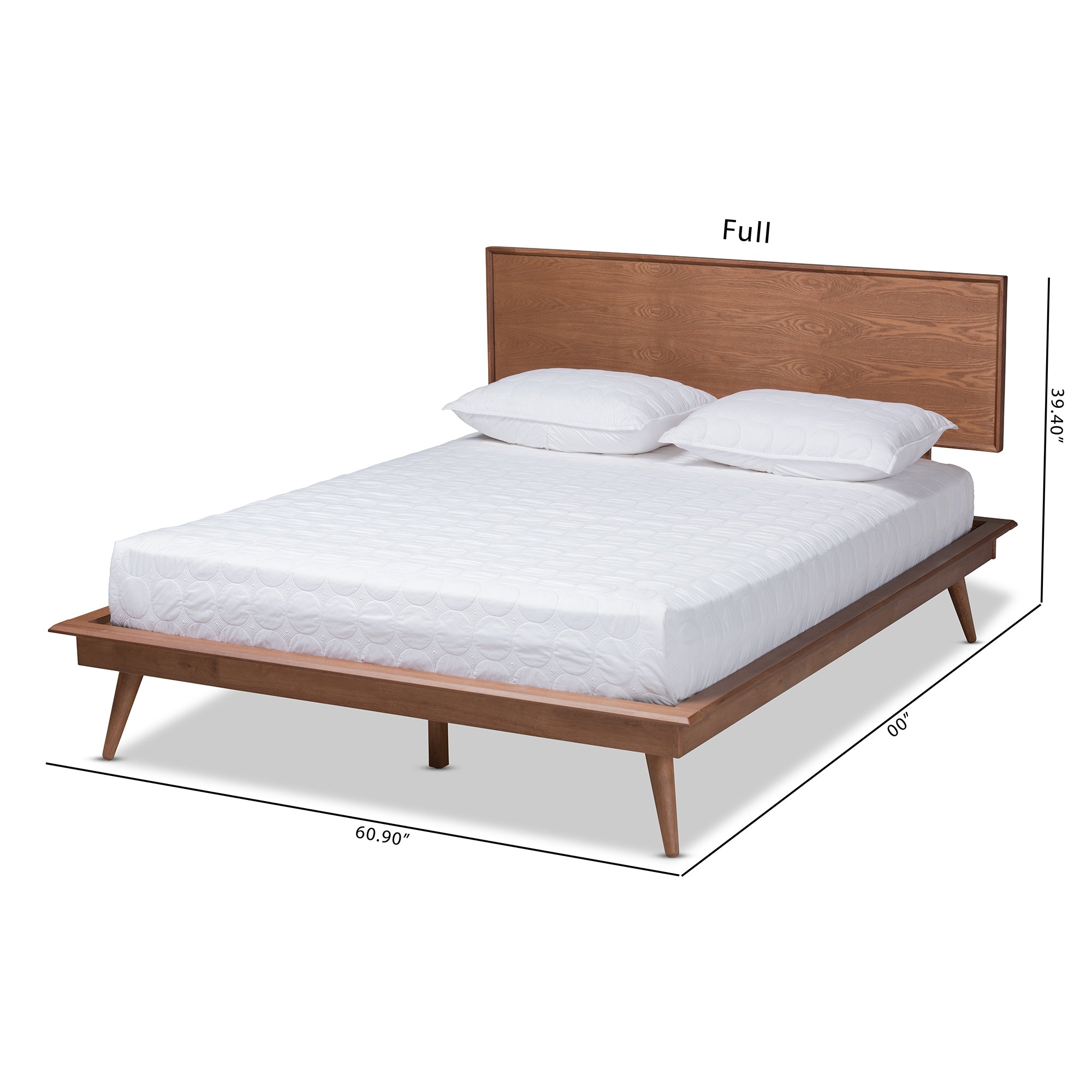 Baxton Studio Karine Mid-Century Modern Walnut Brown Finished Wood King Size Platform Bed