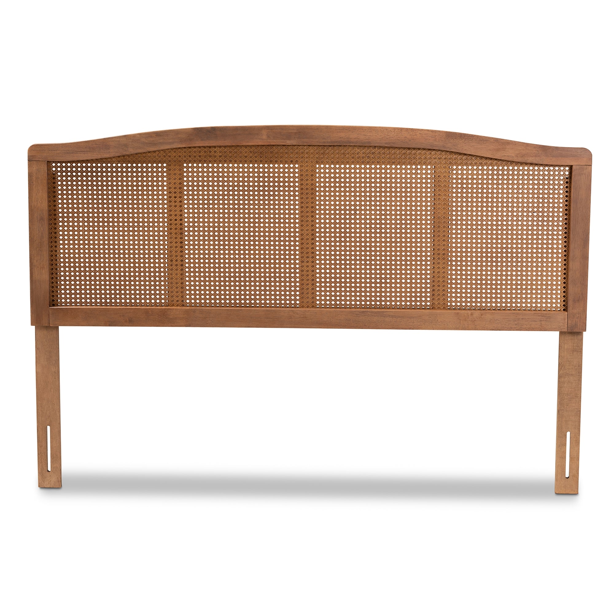 Baxton Studio Marieke Mid-Century Modern Ash Wanut Finished Wood and Synthetic Rattan Full Size Headboard