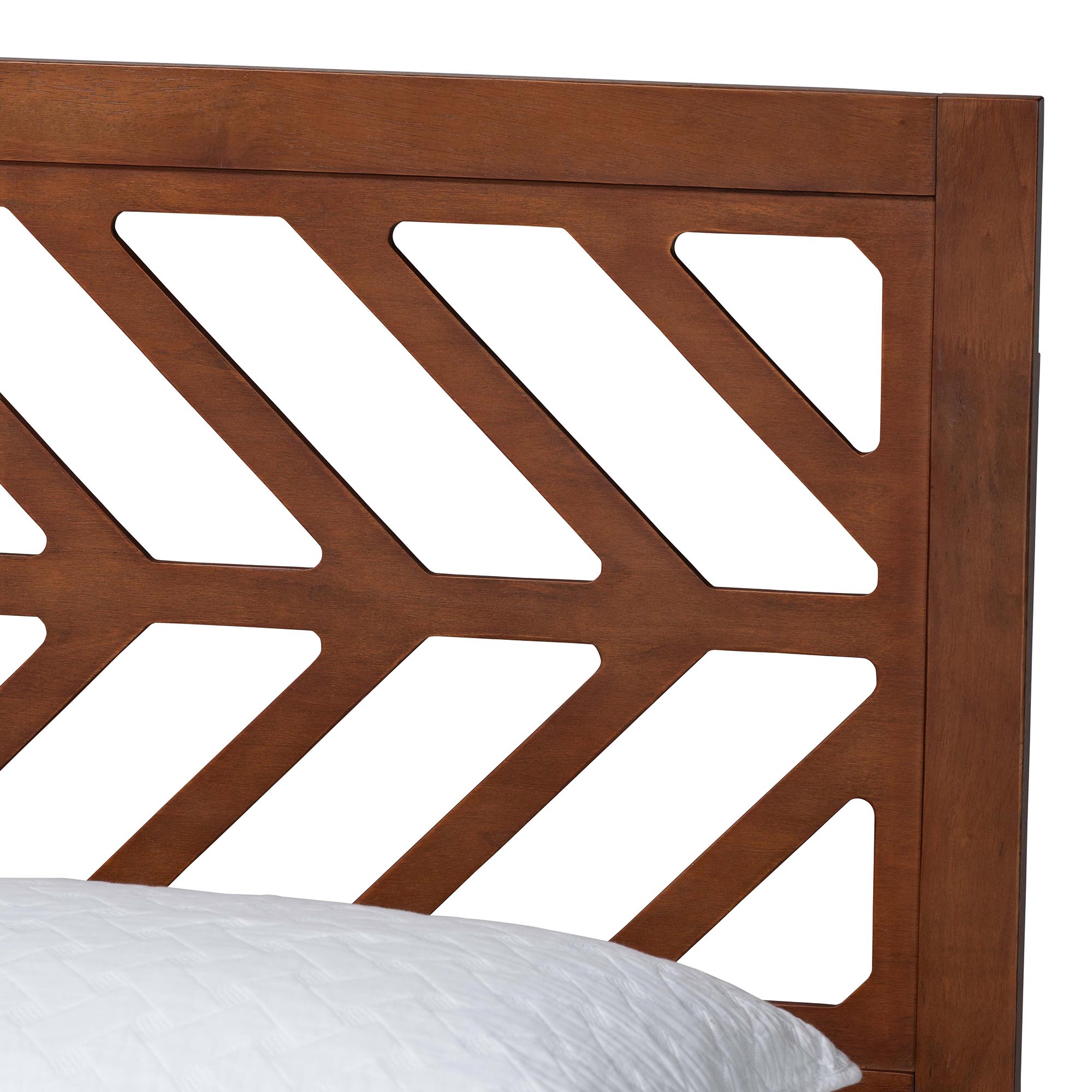 Baxton Studio Zola Platform Bed - Mid-Century Modern Bed with Cutout Headboard and Rounded Legs for Modern or Boho Bedrooms, Queen