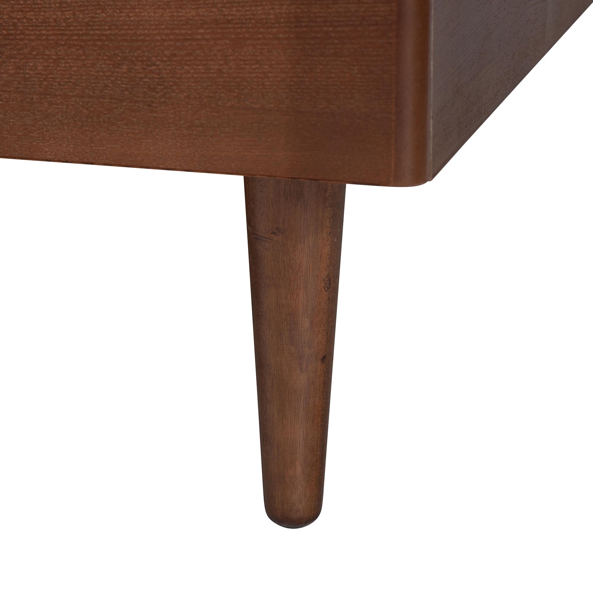 Baxton Studio Zola Platform Bed - Mid-Century Modern Bed with Cutout Headboard and Rounded Legs for Modern or Boho Bedrooms, Queen