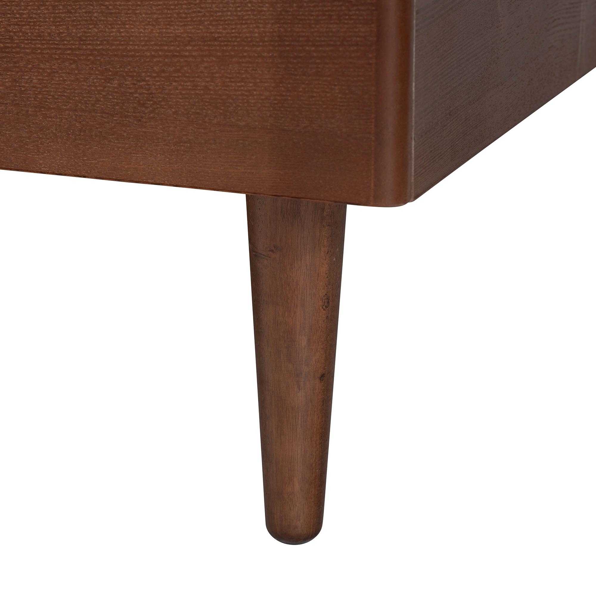Baxton Studio Onyeka Platform Bed - Mid-Century Modern Bed with Lasercut Headboard and Scalloped Detailing for Bedroom or Guestroom, Queen