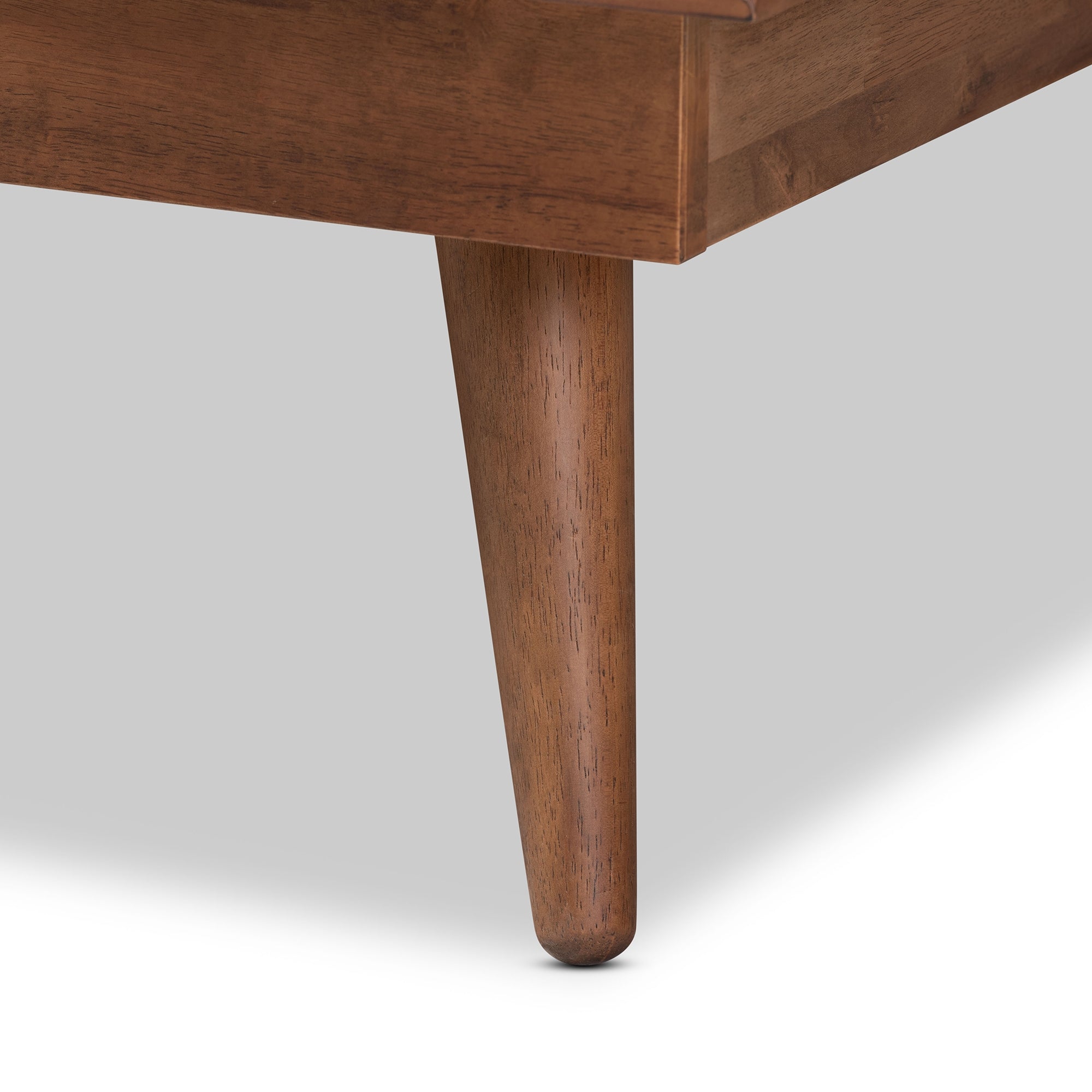 Baxton Studio Nura Mid-Century Modern Walnut Brown Finished Wood and Synthetic Rattan Queen Size Platform Bed