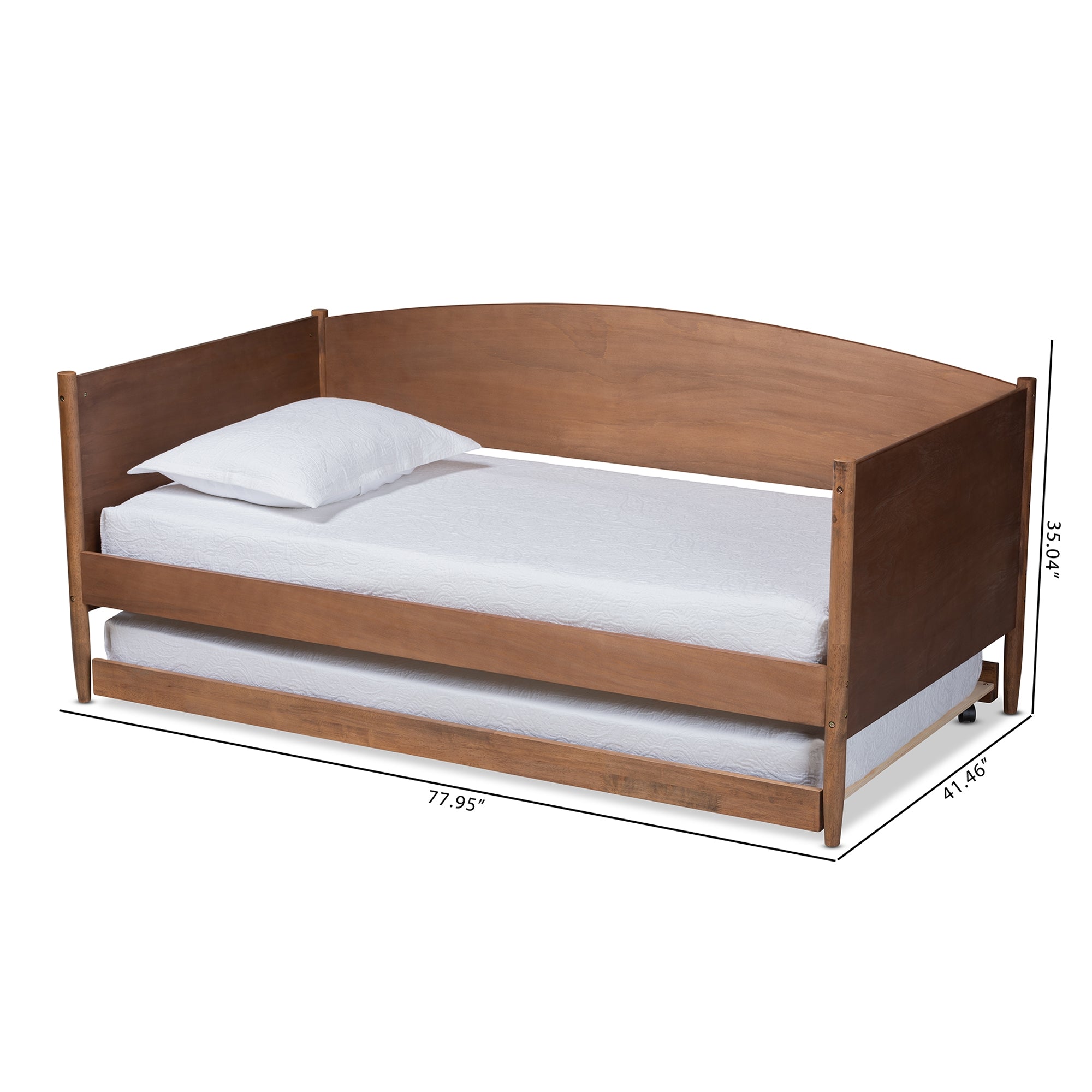 Baxton Studio Veles Mid-Century Modern Ash Wanut Finished Wood Daybed with Trundle