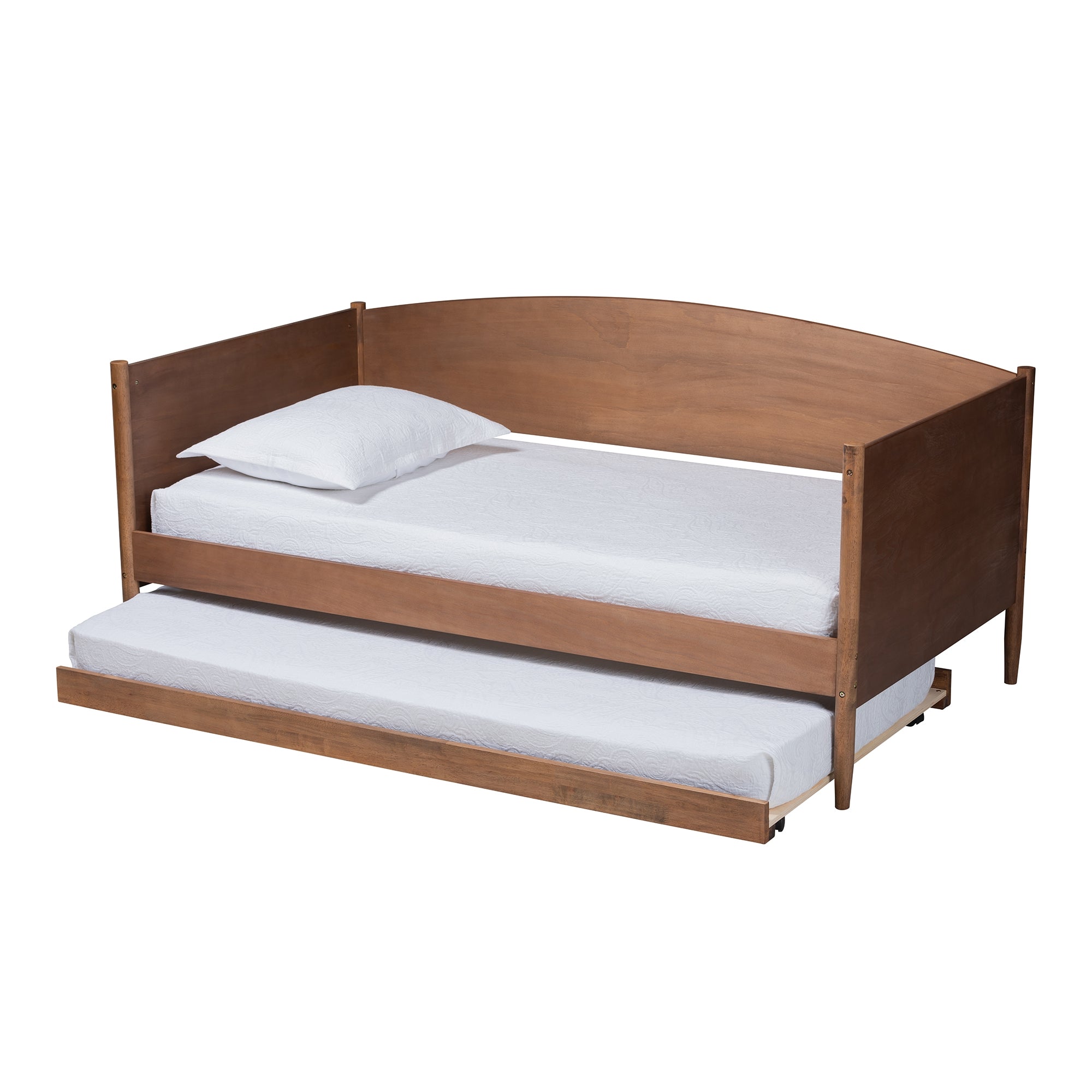 Baxton Studio Veles Mid-Century Modern Ash Wanut Finished Wood Daybed with Trundle