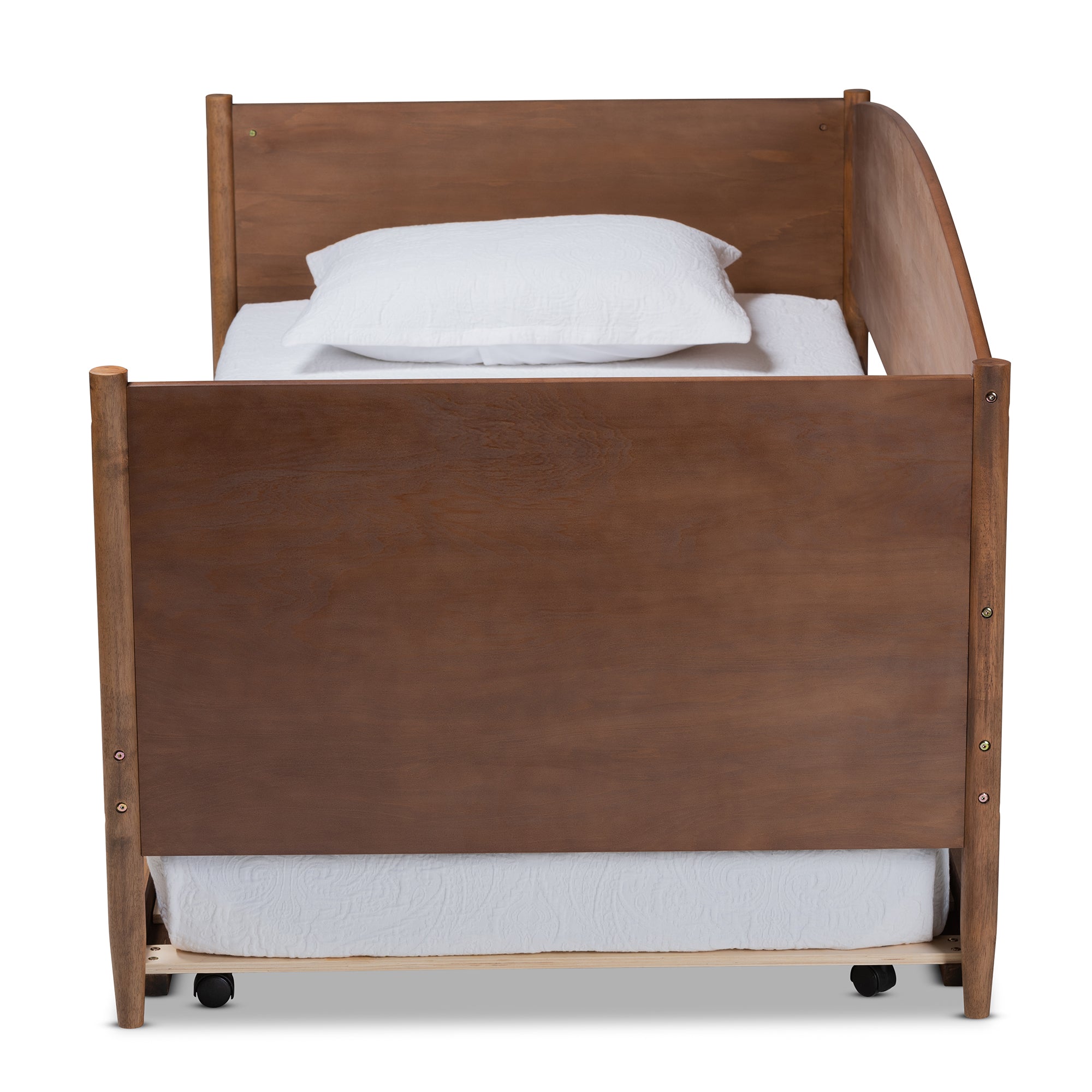 Baxton Studio Veles Mid-Century Modern Ash Wanut Finished Wood Daybed with Trundle