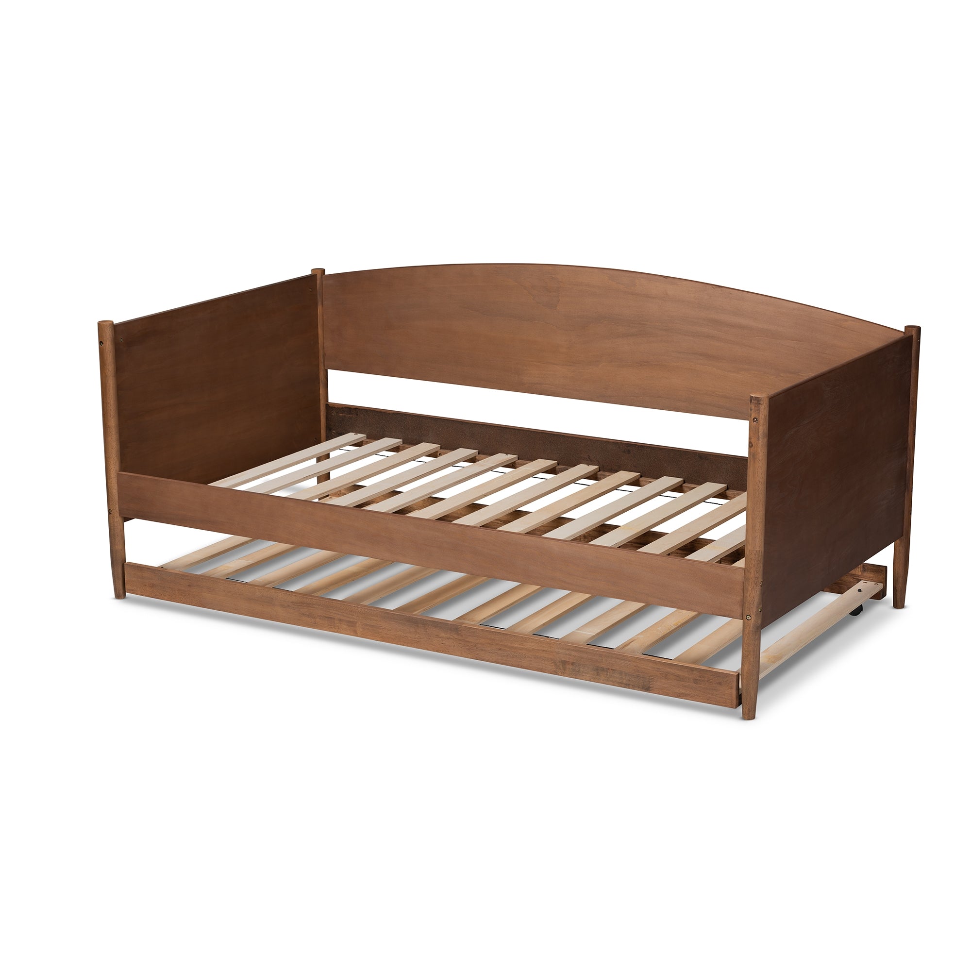 Baxton Studio Veles Mid-Century Modern Ash Wanut Finished Wood Daybed with Trundle