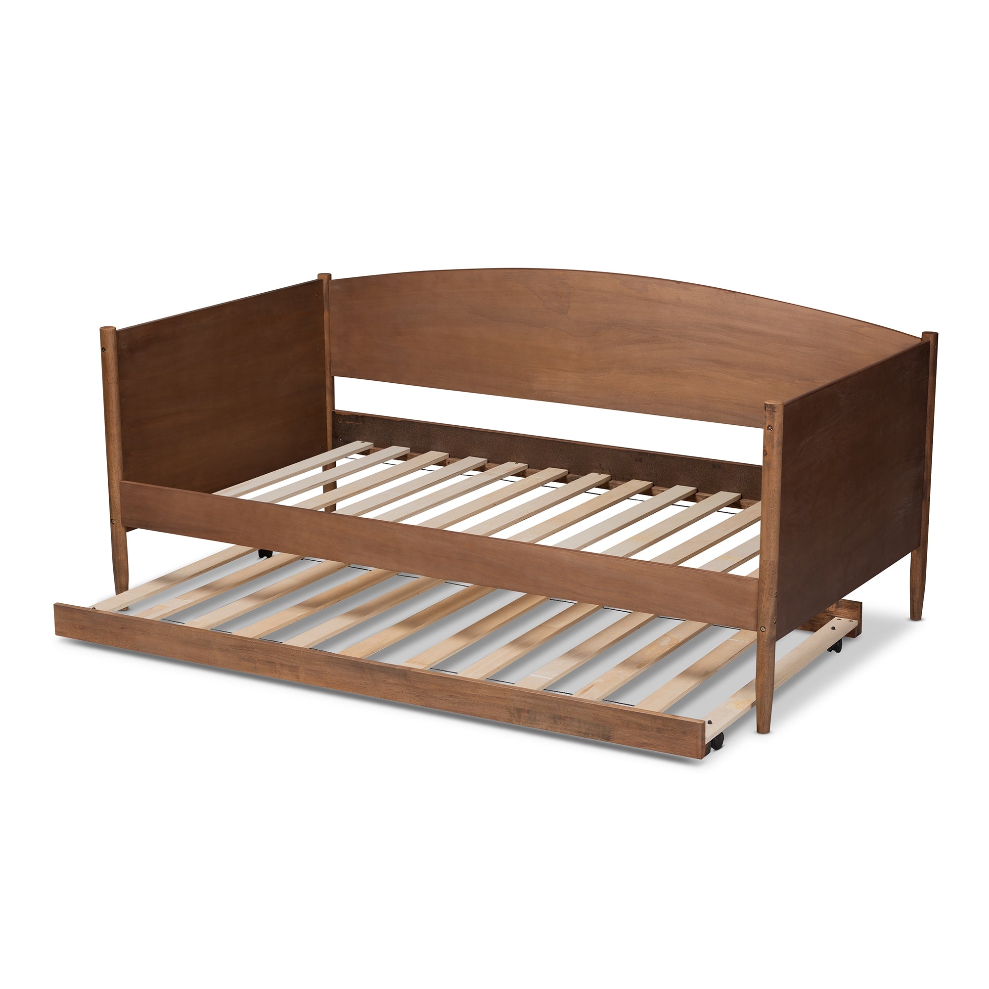 Baxton Studio Veles Mid-Century Modern Ash Wanut Finished Wood Daybed with Trundle
