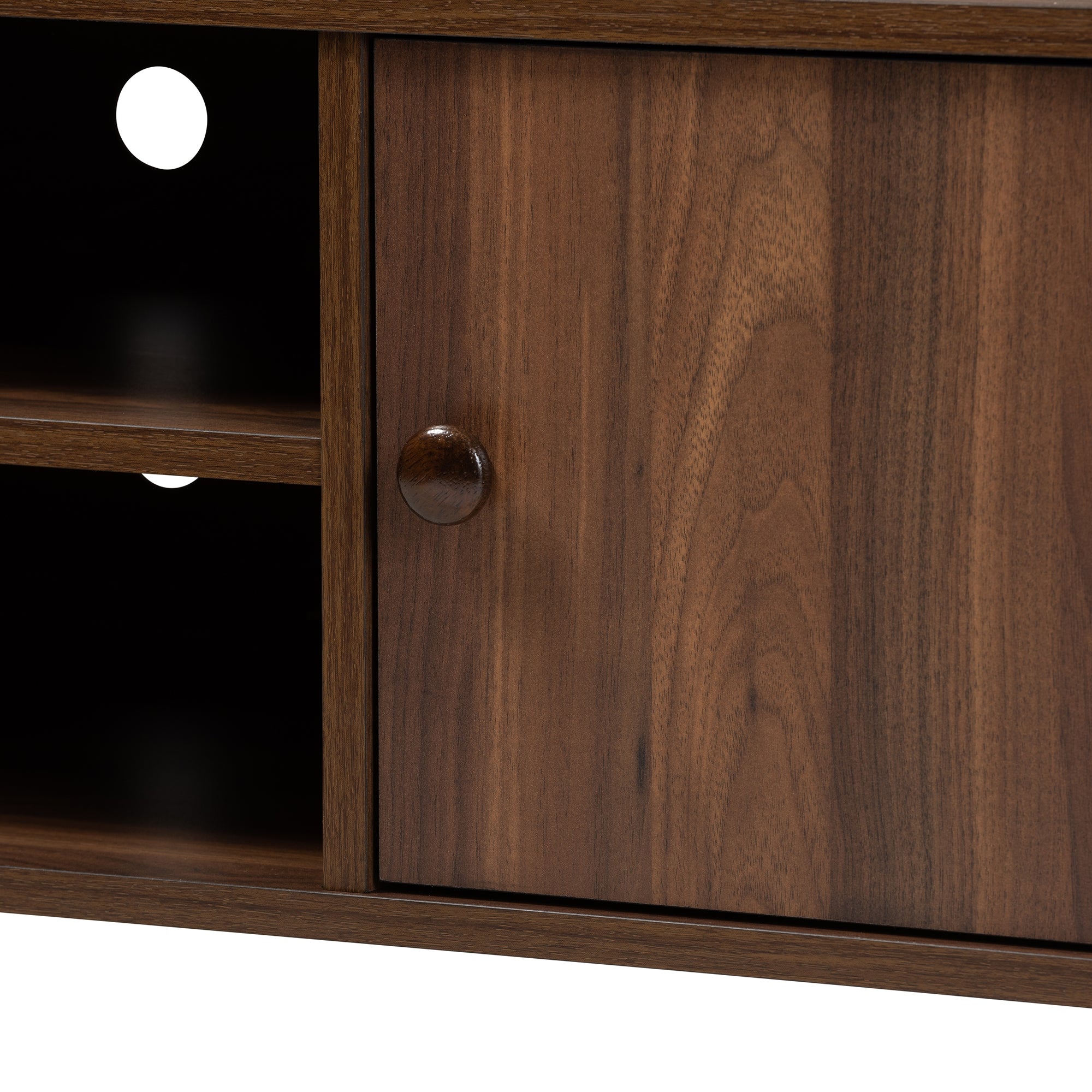 Baxton Studio Alard Mid-Century Modern Walnut Brown Finished 2-Door Wood TV Stand