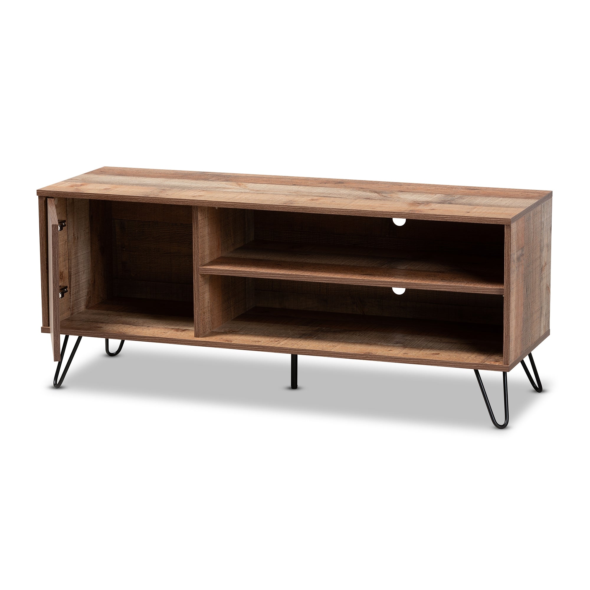Baxton Studio Iver Modern and Contemporary Rustic Oak Finished 1-Door Wood TV Stand