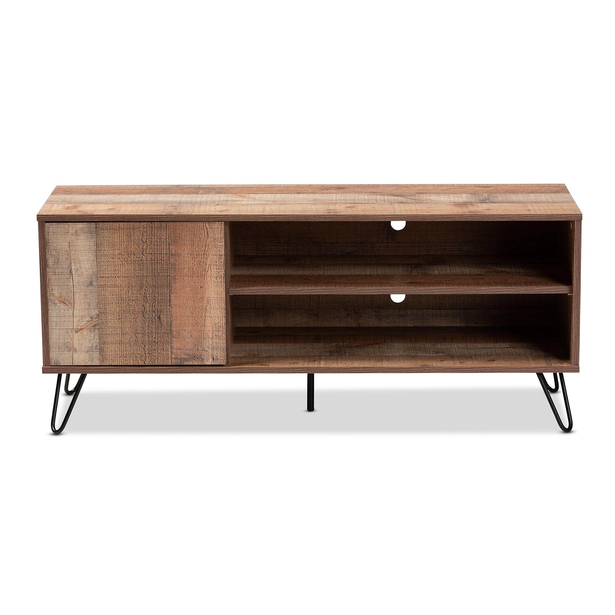 Baxton Studio Iver Modern and Contemporary Rustic Oak Finished 1-Door Wood TV Stand