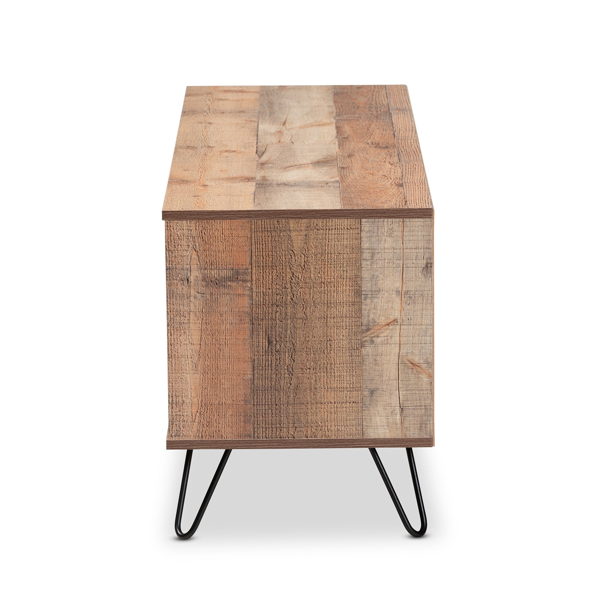 Baxton Studio Iver Modern and Contemporary Rustic Oak Finished 1-Door Wood TV Stand