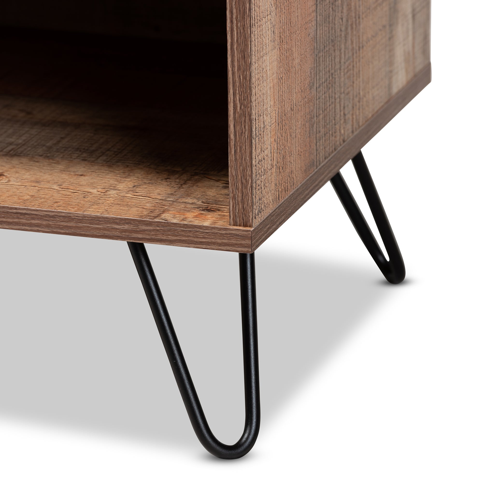Baxton Studio Iver Modern and Contemporary Rustic Oak Finished 1-Door Wood TV Stand