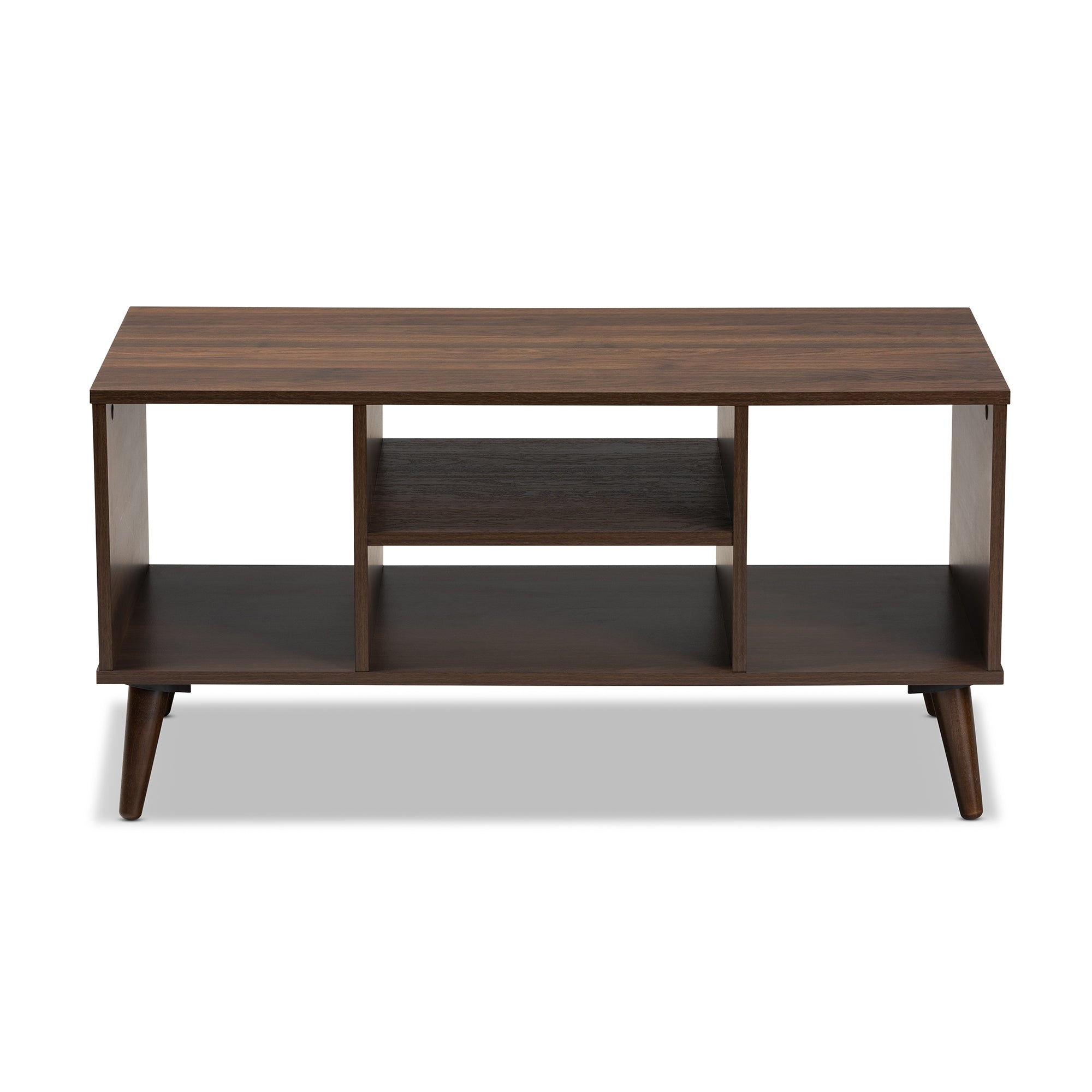 Baxton Studio Linas Mid-Century Modern Walnut Finished Coffee Table
