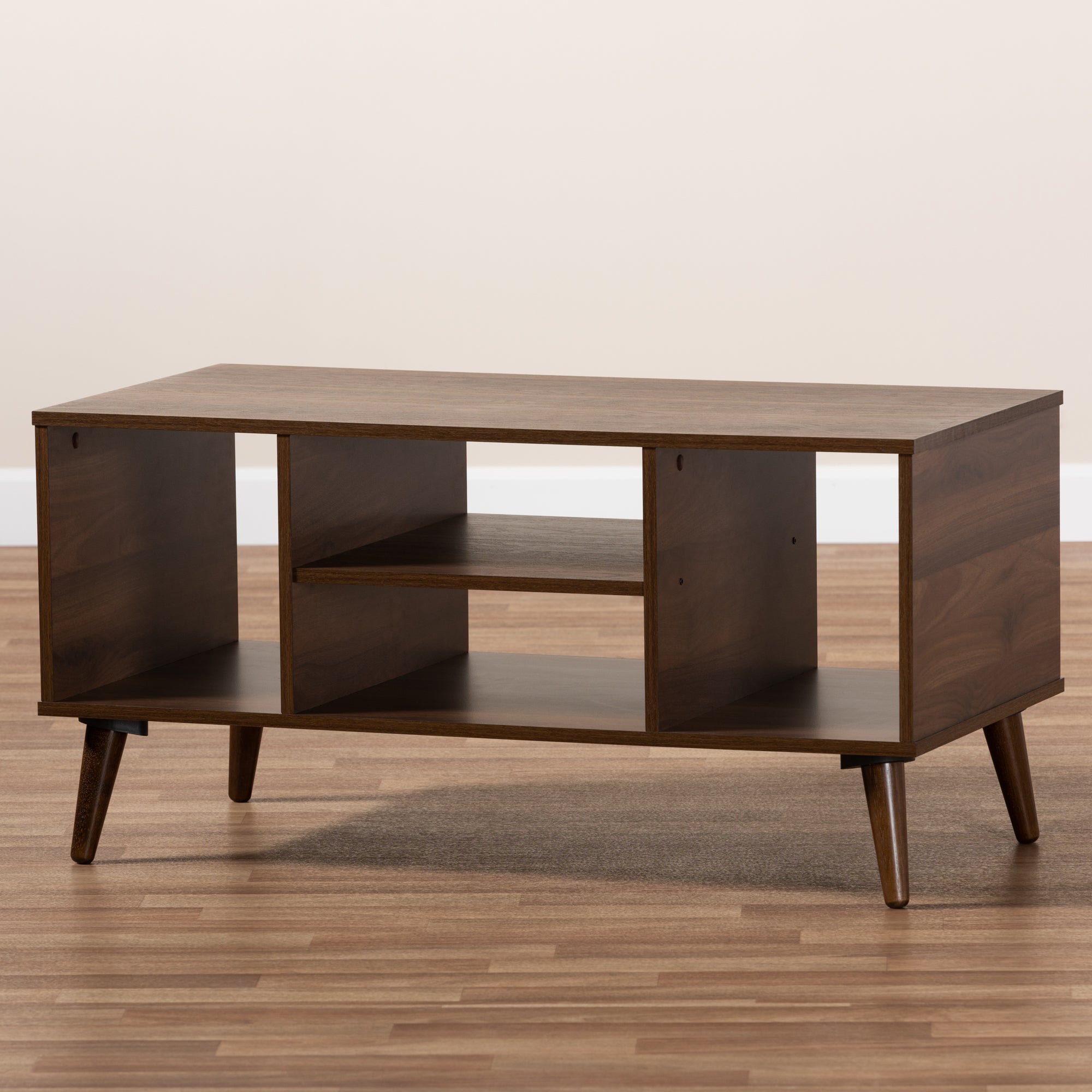 Baxton Studio Linas Mid-Century Modern Walnut Finished Coffee Table