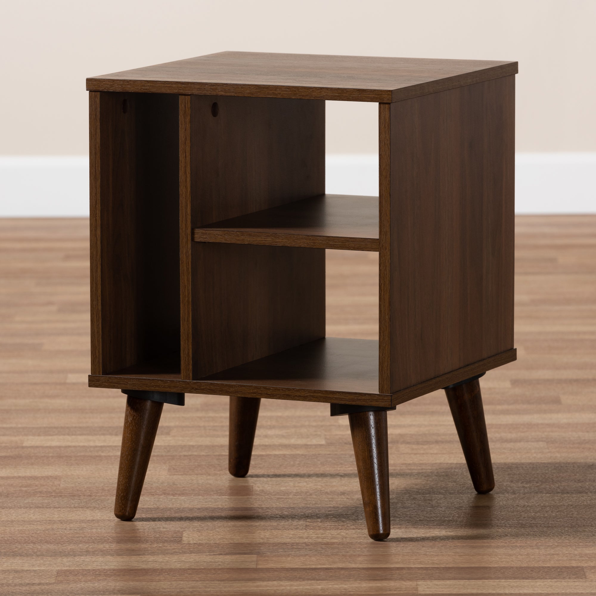 Baxton Studio Sami Mid-Century Modern Walnut Finished Wood End Table