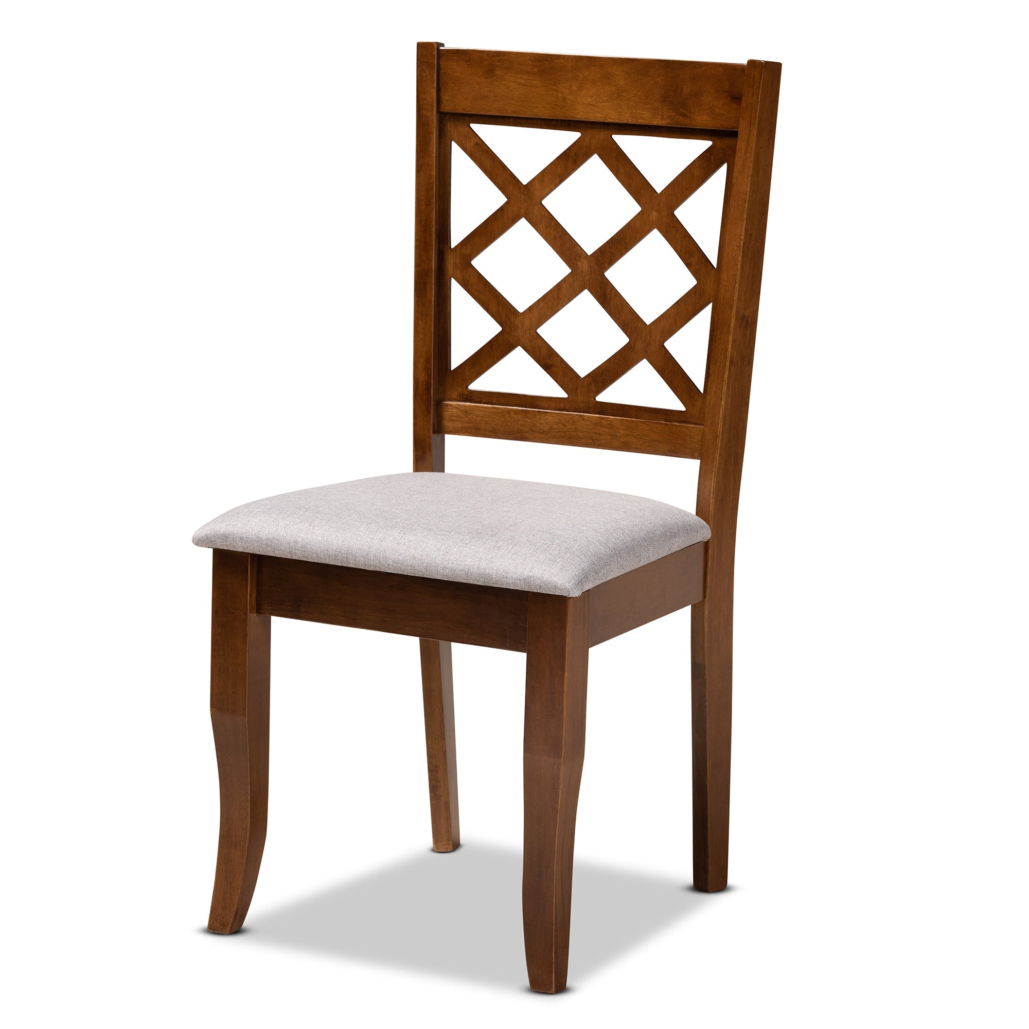 Baxton Studio Dayna Modern and Contemporary Grey Fabric Upholstered and Walnut Brown Finished Wood 5-Piece Dining Set