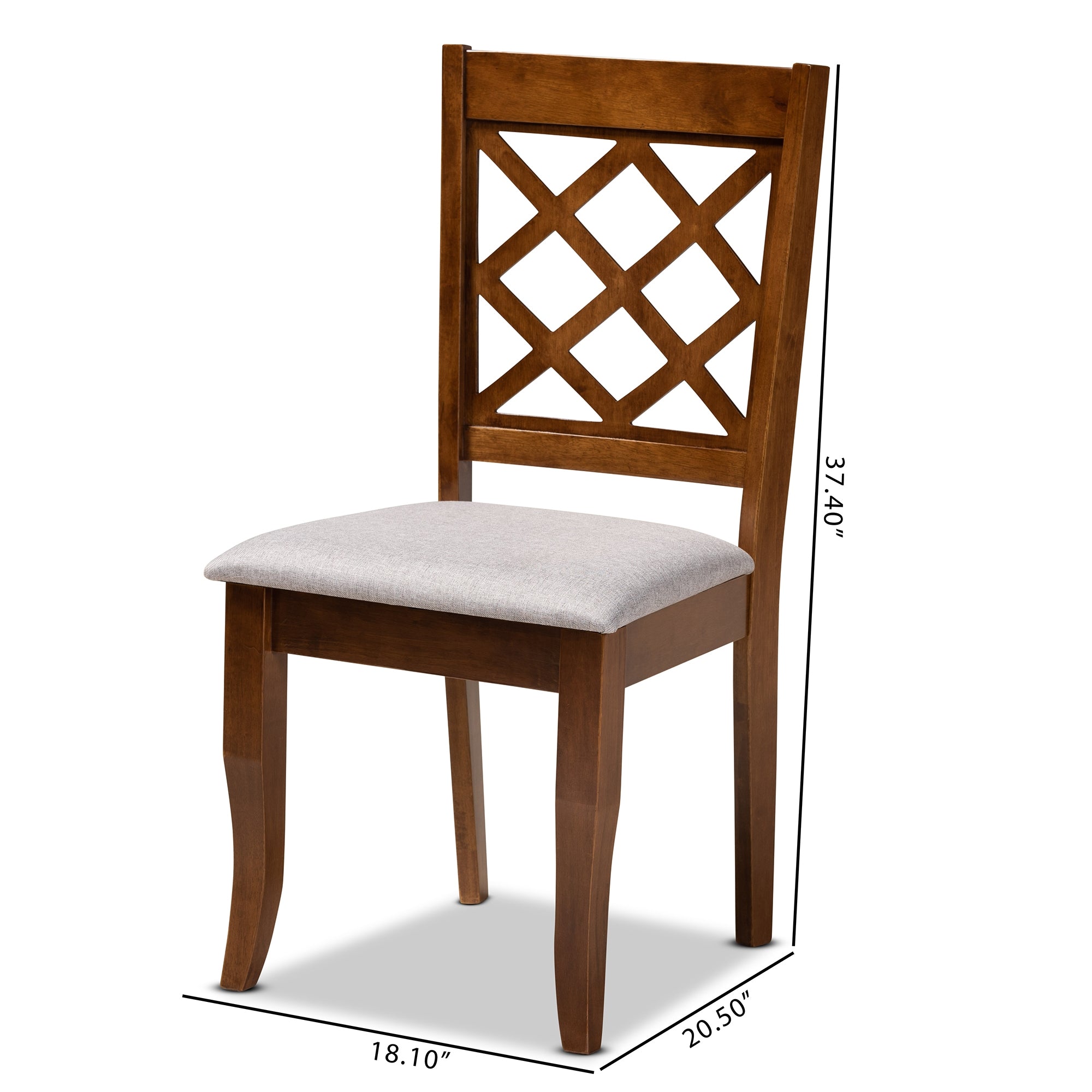 Baxton Studio Brigitte Modern and Contemporary Grey Fabric Upholstered and Walnut Brown Finished Wood 4-Piece Dining Chair Set