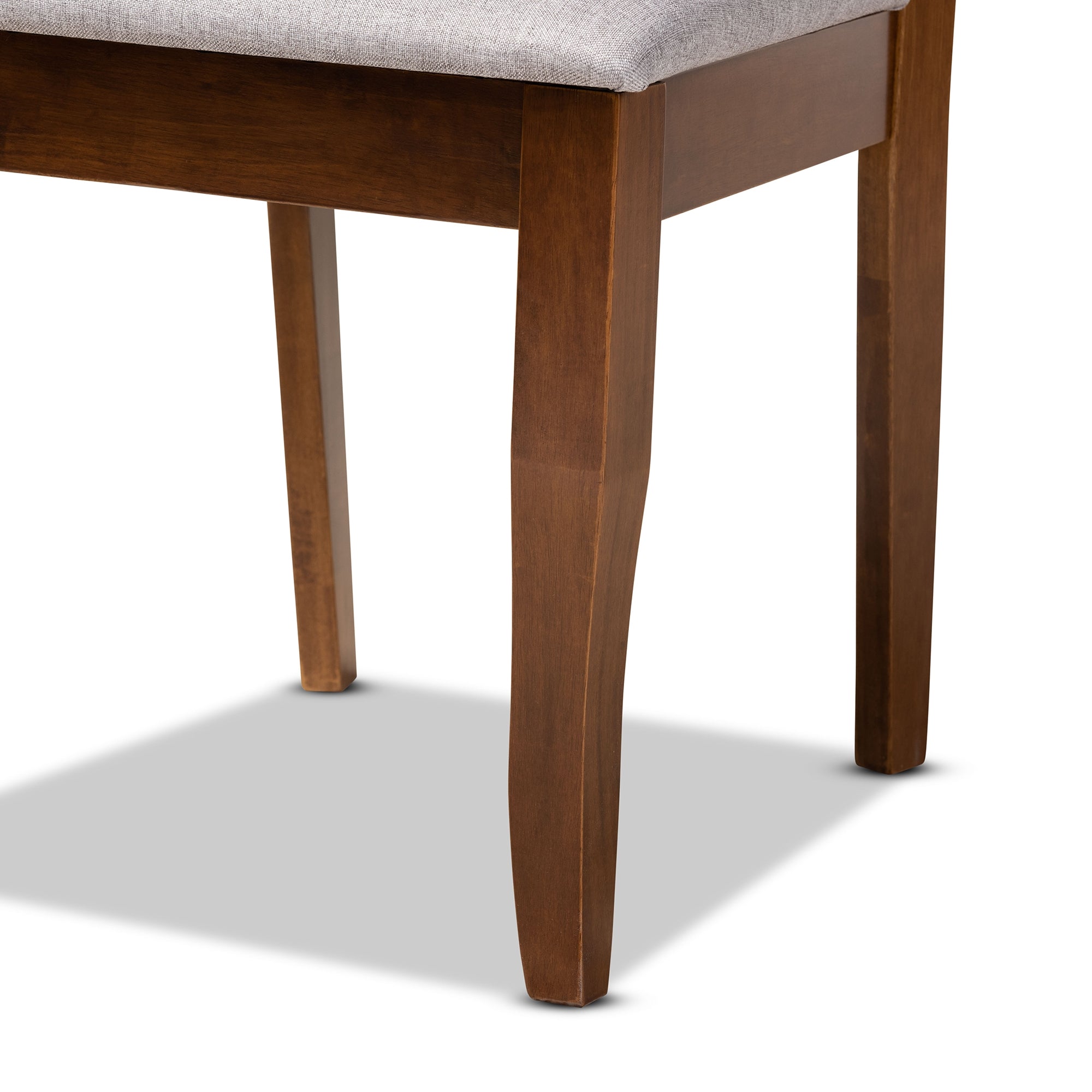Baxton Studio Sari Modern and Contemporary Grey Fabric Upholstered and Walnut Brown Finished Wood 5-Piece Dining Set