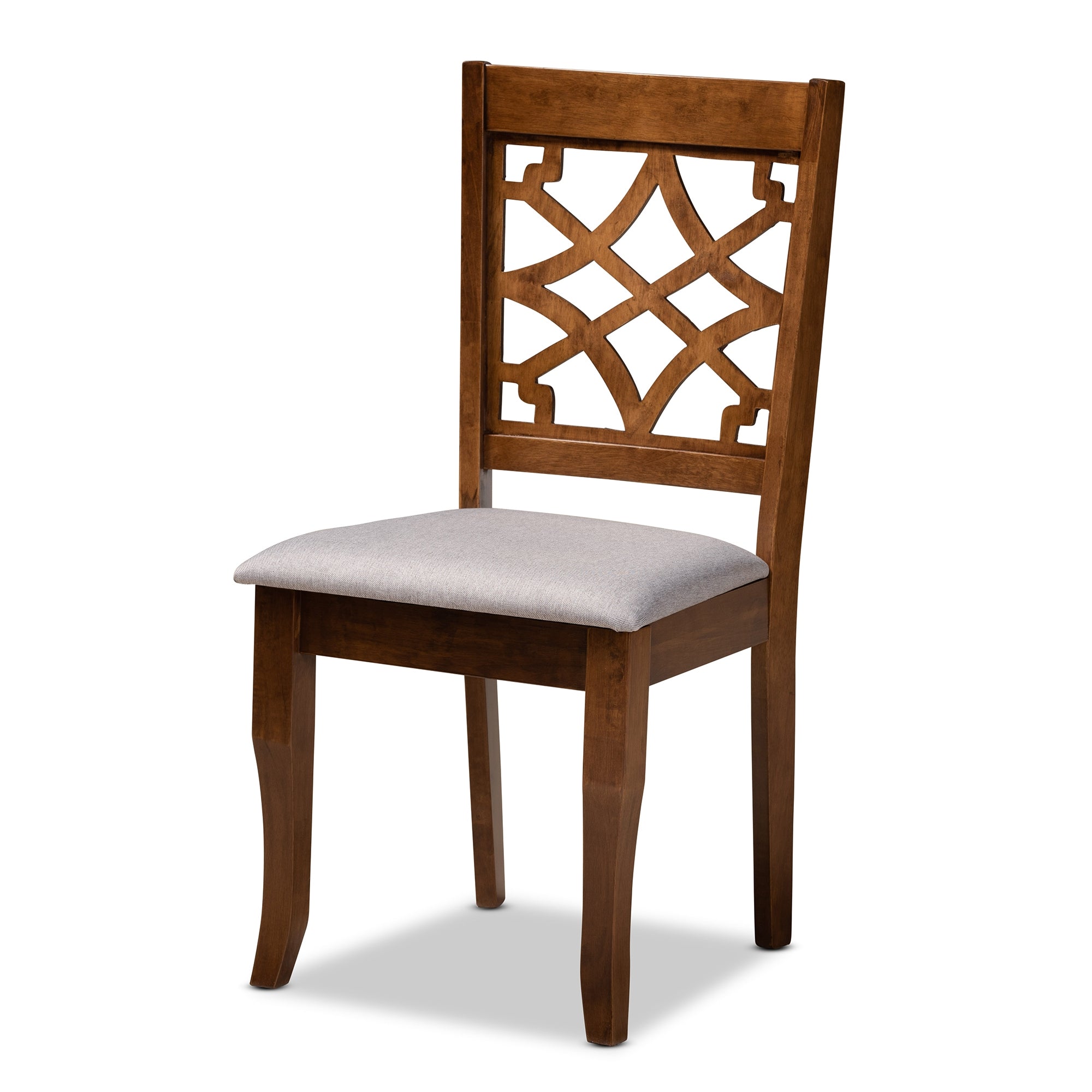 Baxton Studio Elena Modern and Contemporary Grey Fabric Upholstered and Walnut Brown Finished Wood 5-Piece Dining Set