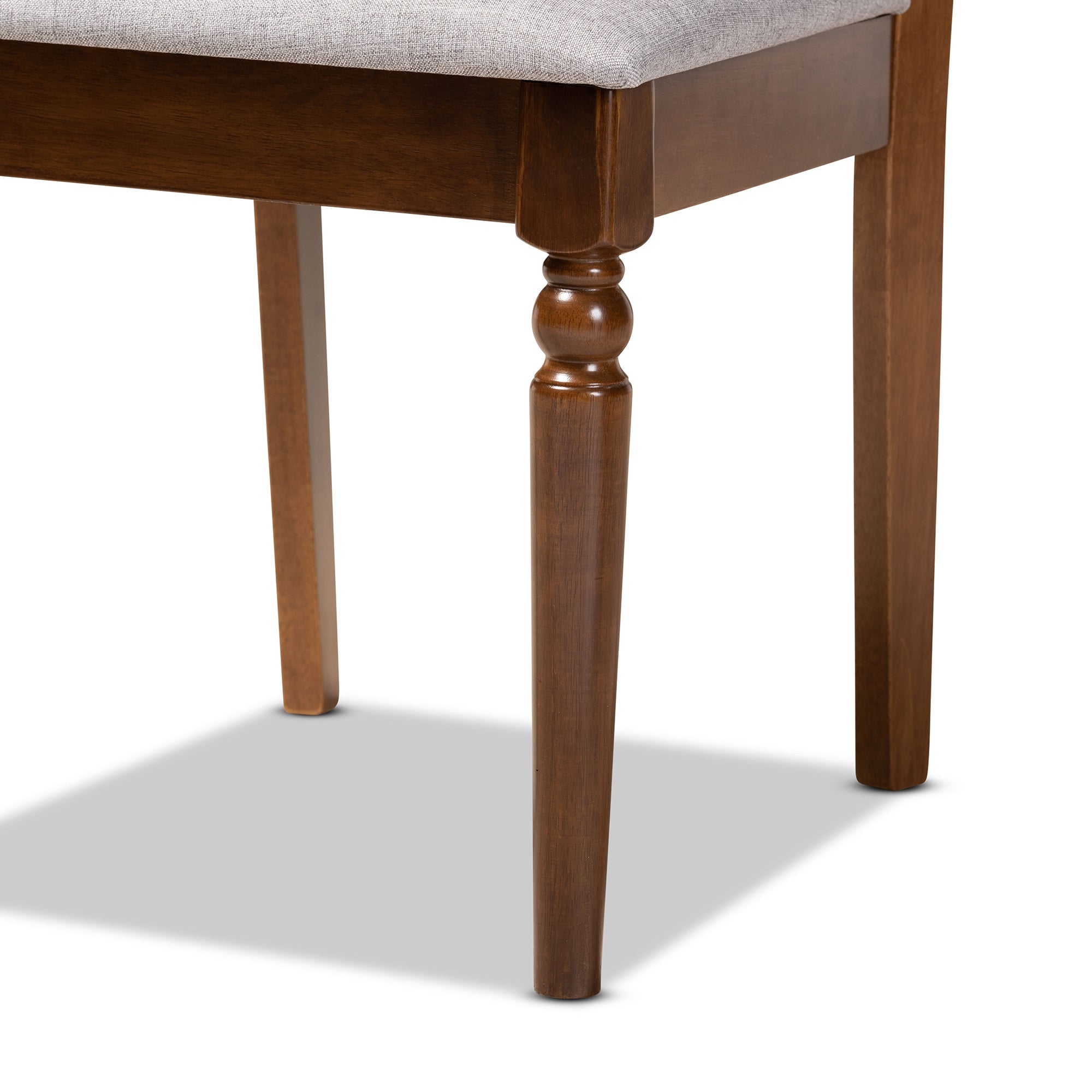 Baxton Studio Lylah Modern and Contemporary Grey Fabric Upholstered and Walnut Brown Finished Wood 4-Piece Dining Chair Set