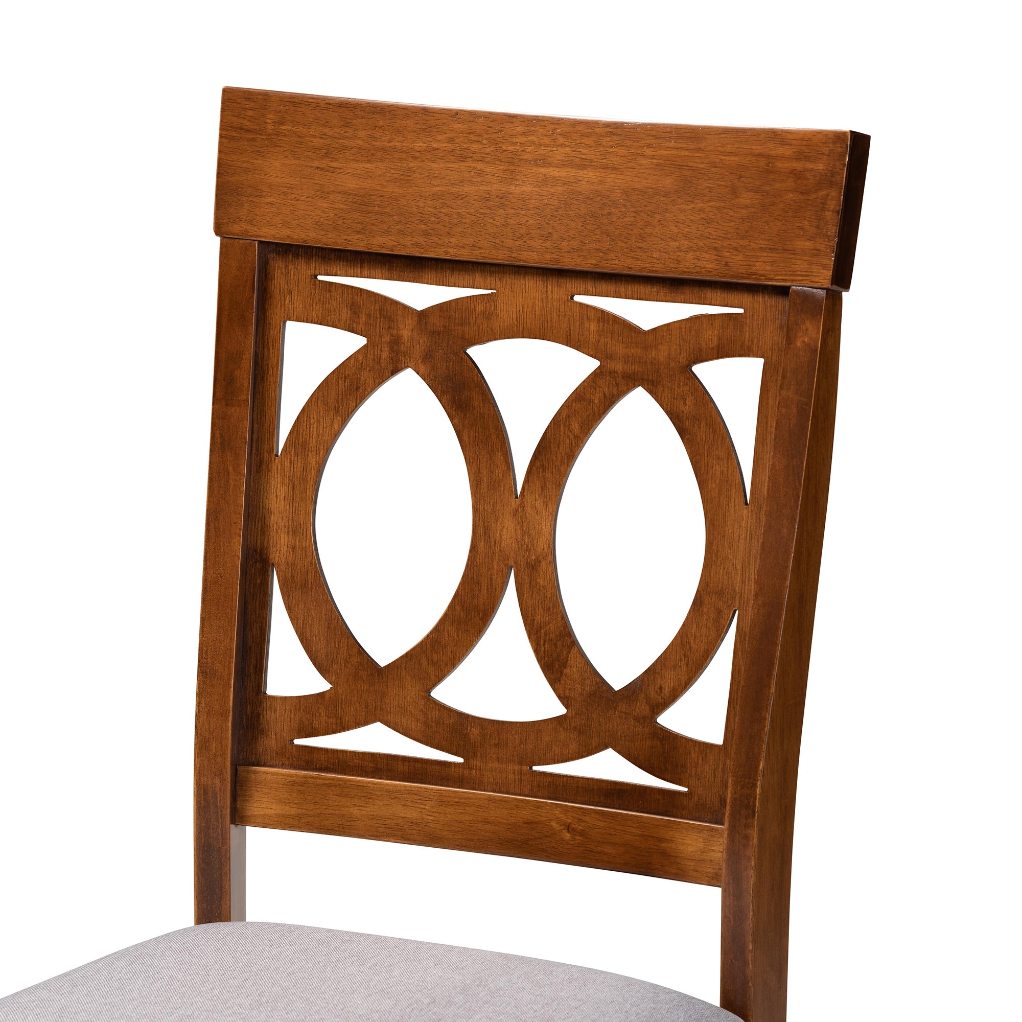 Baxton Studio Lucie Modern and Contemporary Grey Fabric Upholstered and Walnut Brown Finished Wood 4-Piece Dining Chair Set