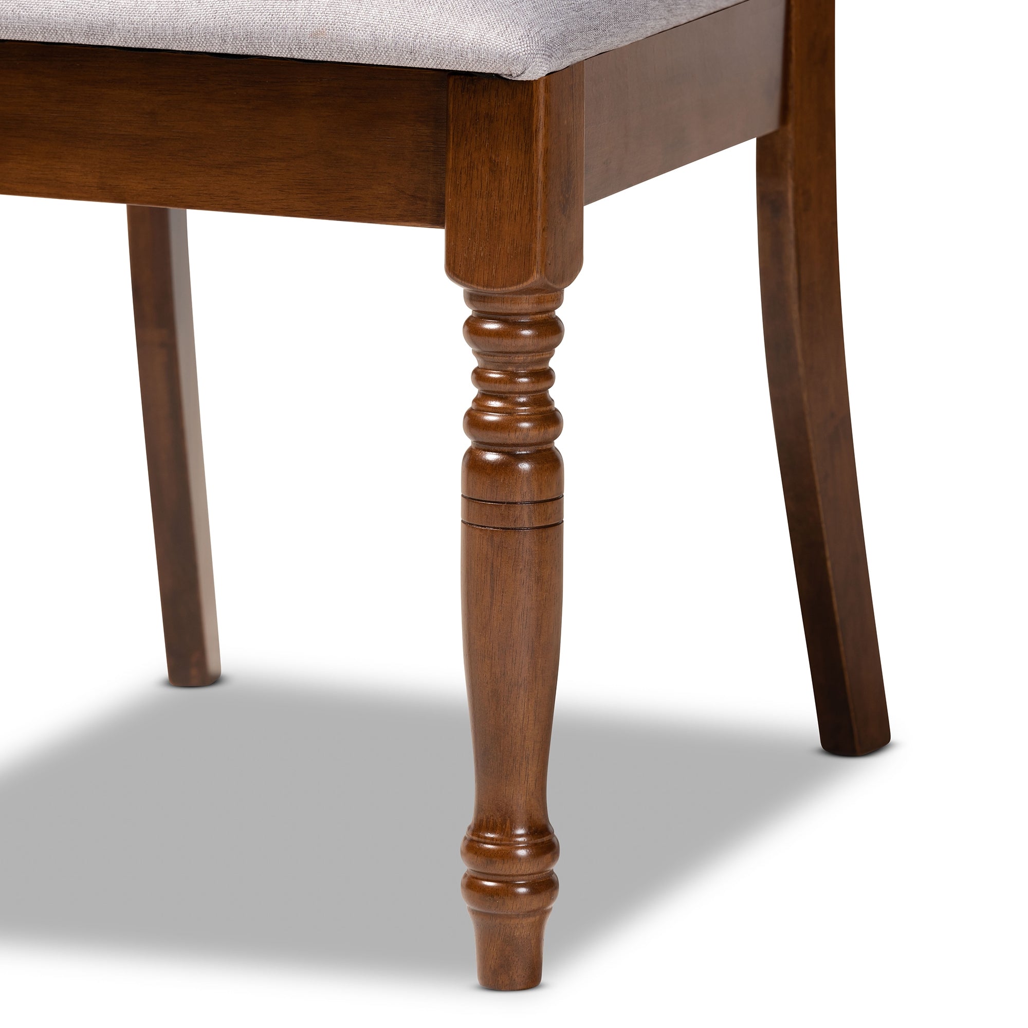 Baxton Studio Lucie Modern and Contemporary Grey Fabric Upholstered and Walnut Brown Finished Wood 4-Piece Dining Chair Set