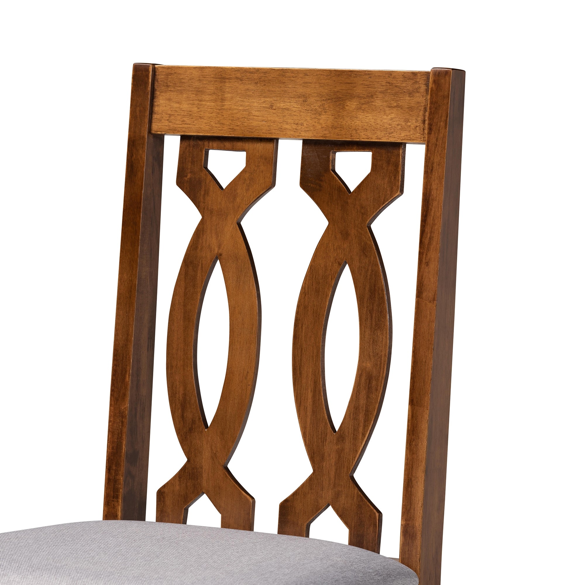 Baxton Studio Julie Modern and Contemporary Grey Fabric Upholstered and Walnut Brown Finished Wood 5-Piece Dining Set
