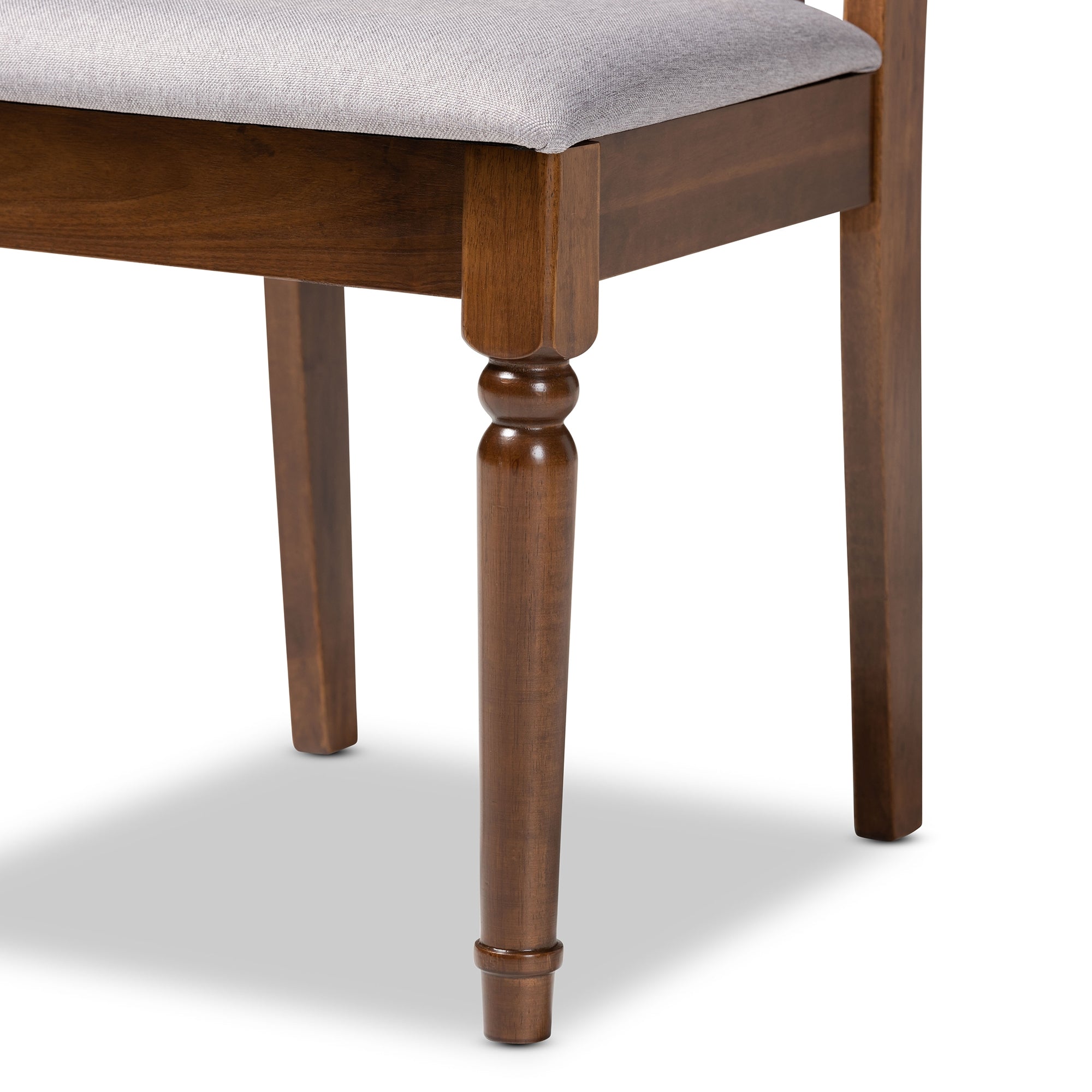 Baxton Studio Elaine Modern and Contemporary Grey Fabric Upholstered and Walnut Brown Finished Wood 5-Piece Dining Set