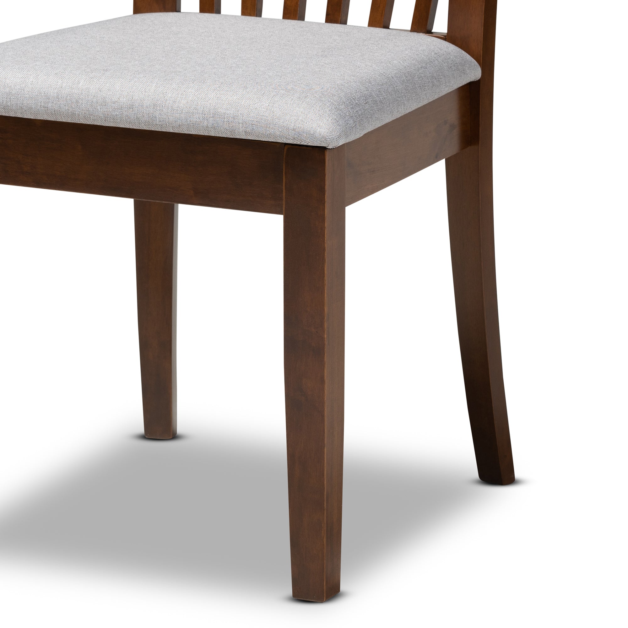 Baxton Studio Lida Modern and Contemporary Grey Fabric Upholstered and Walnut Brown Finished Wood 5-Piece Dining Set