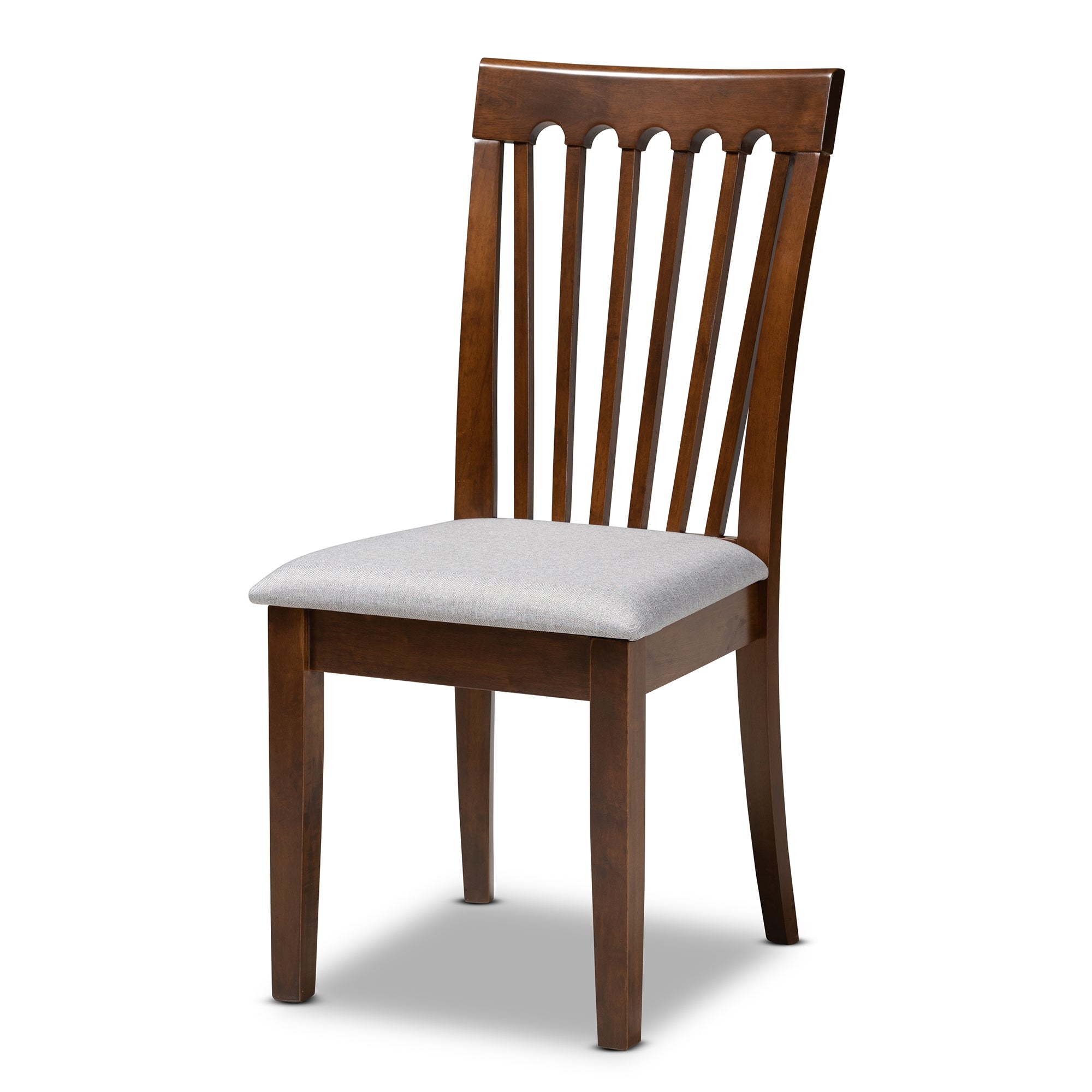 Baxton Studio Minette Modern and Contemporary Grey Fabric Upholstered Walnut Brown Finished Wood Dining Chair