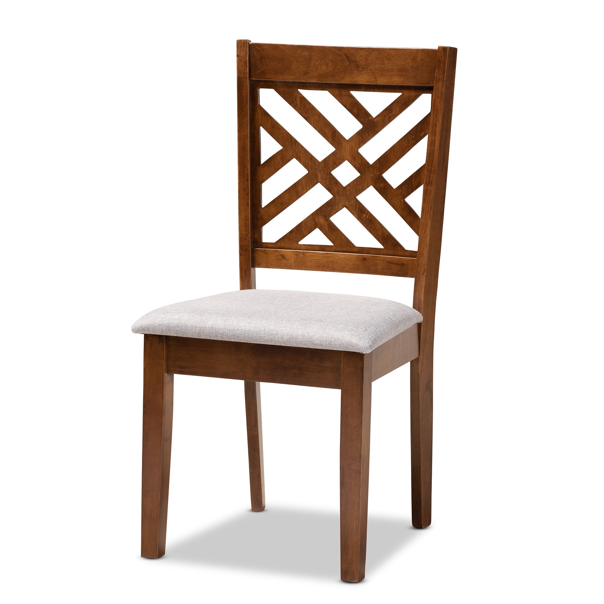 Baxton Studio Gustavo Modern and Contemporary Grey Fabric Upholstered and Walnut Brown Finished Wood 6-Piece Dining Set