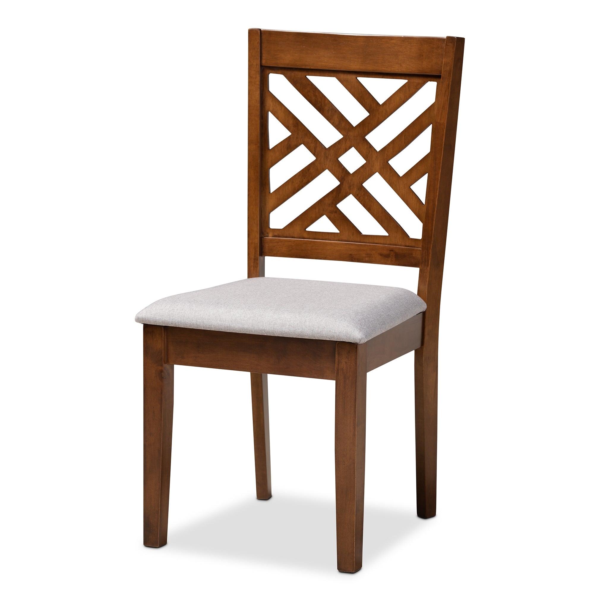 Baxton Studio Caron Modern and Contemporary Grey Fabric Upholstered Walnut Brown Finished Wood 5-Piece Dining Set