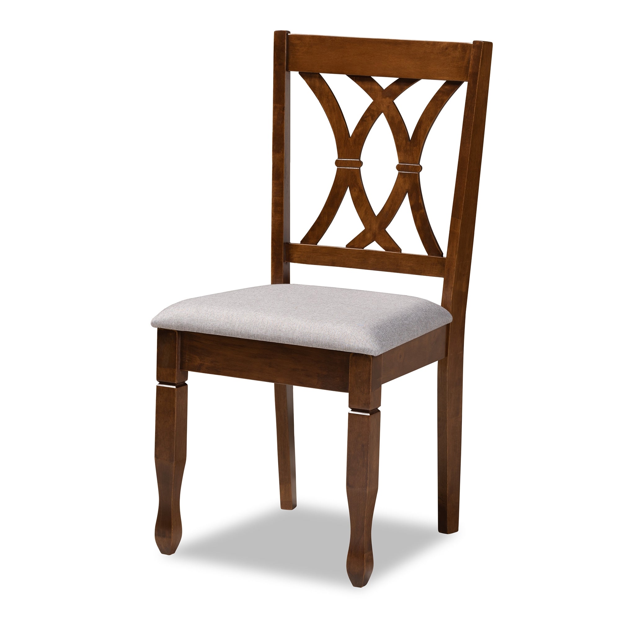 Baxton Studio Aggie Modern and Contemporary Grey Fabric Upholstered and Walnut Brown Finished Wood 5-Piece Dining Set