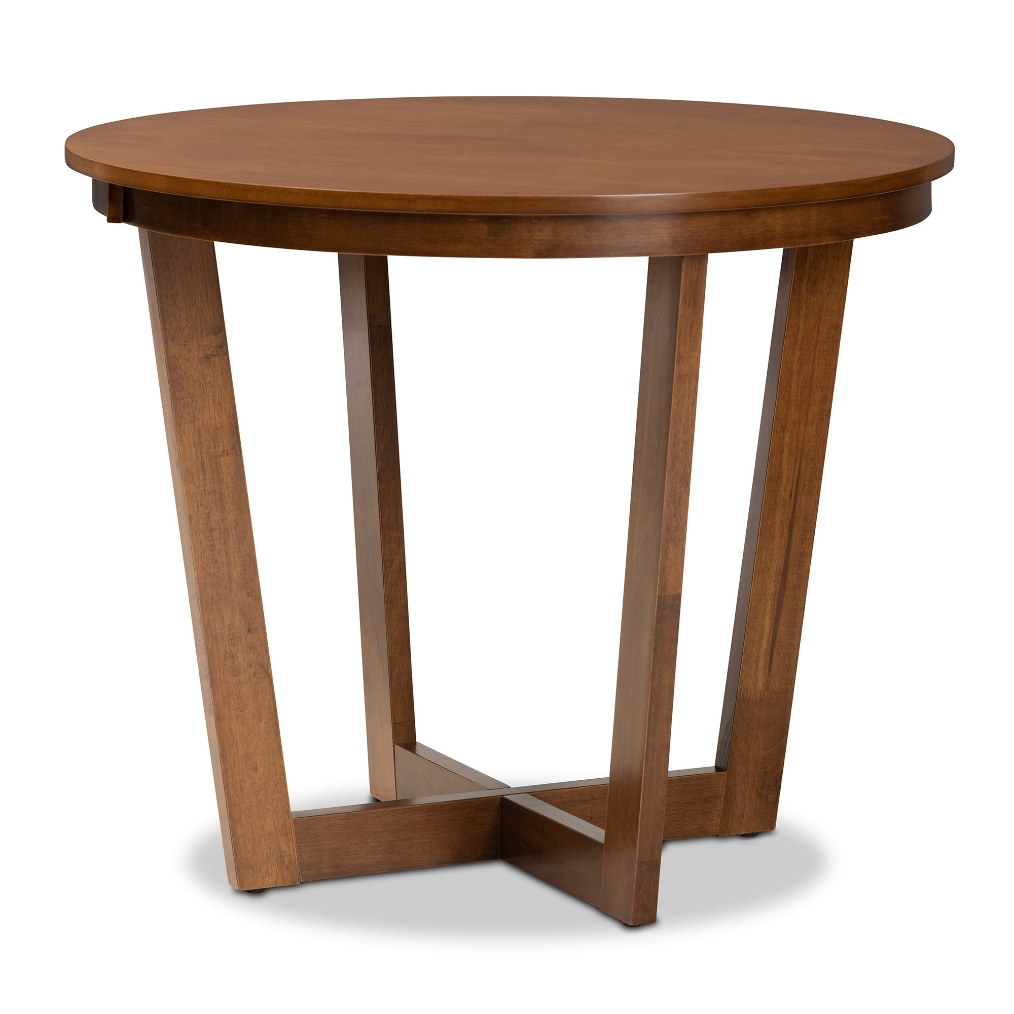 Baxton Studio Aggie Modern and Contemporary Grey Fabric Upholstered and Walnut Brown Finished Wood 5-Piece Dining Set
