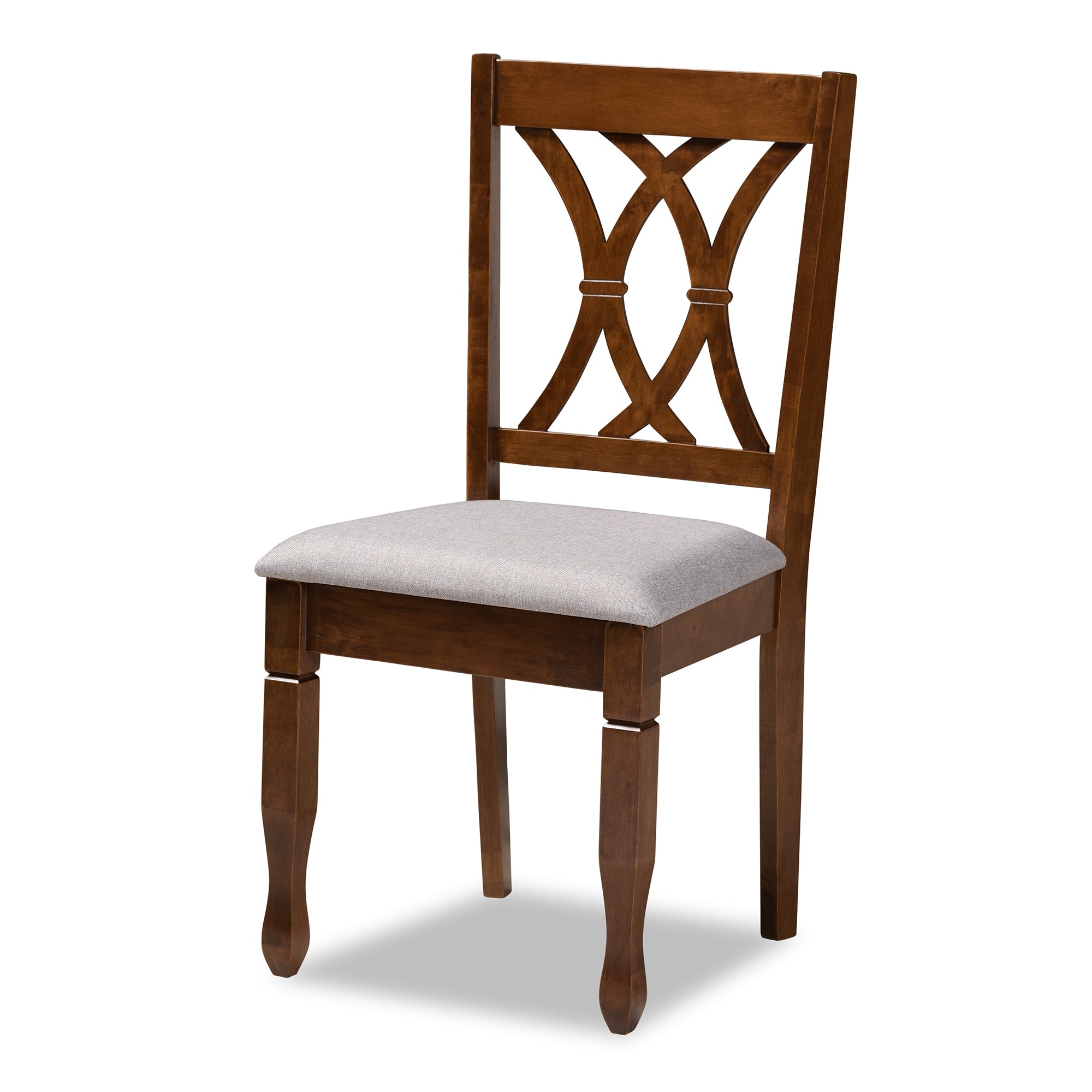 Baxton Studio April Modern and Contemporary Grey Fabric Upholstered and Walnut Brown Finished Wood 5-Piece Dining Set