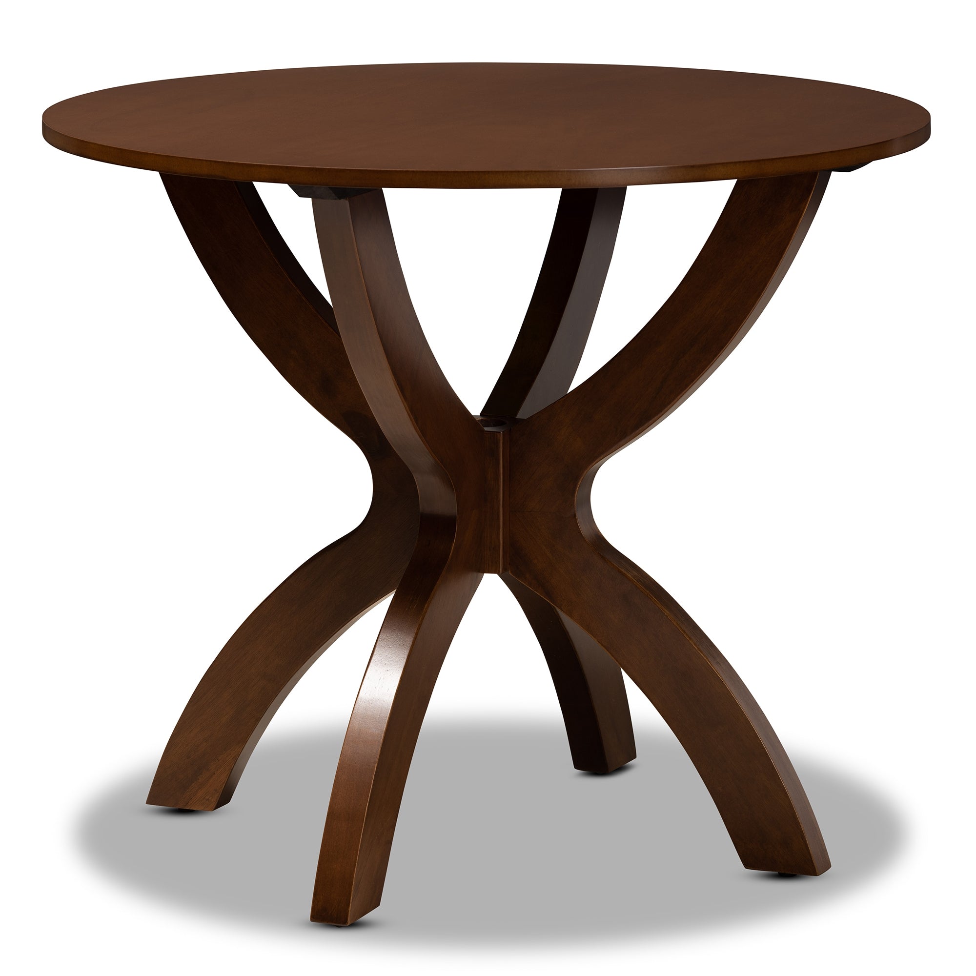 Baxton Studio April Modern and Contemporary Grey Fabric Upholstered and Walnut Brown Finished Wood 5-Piece Dining Set