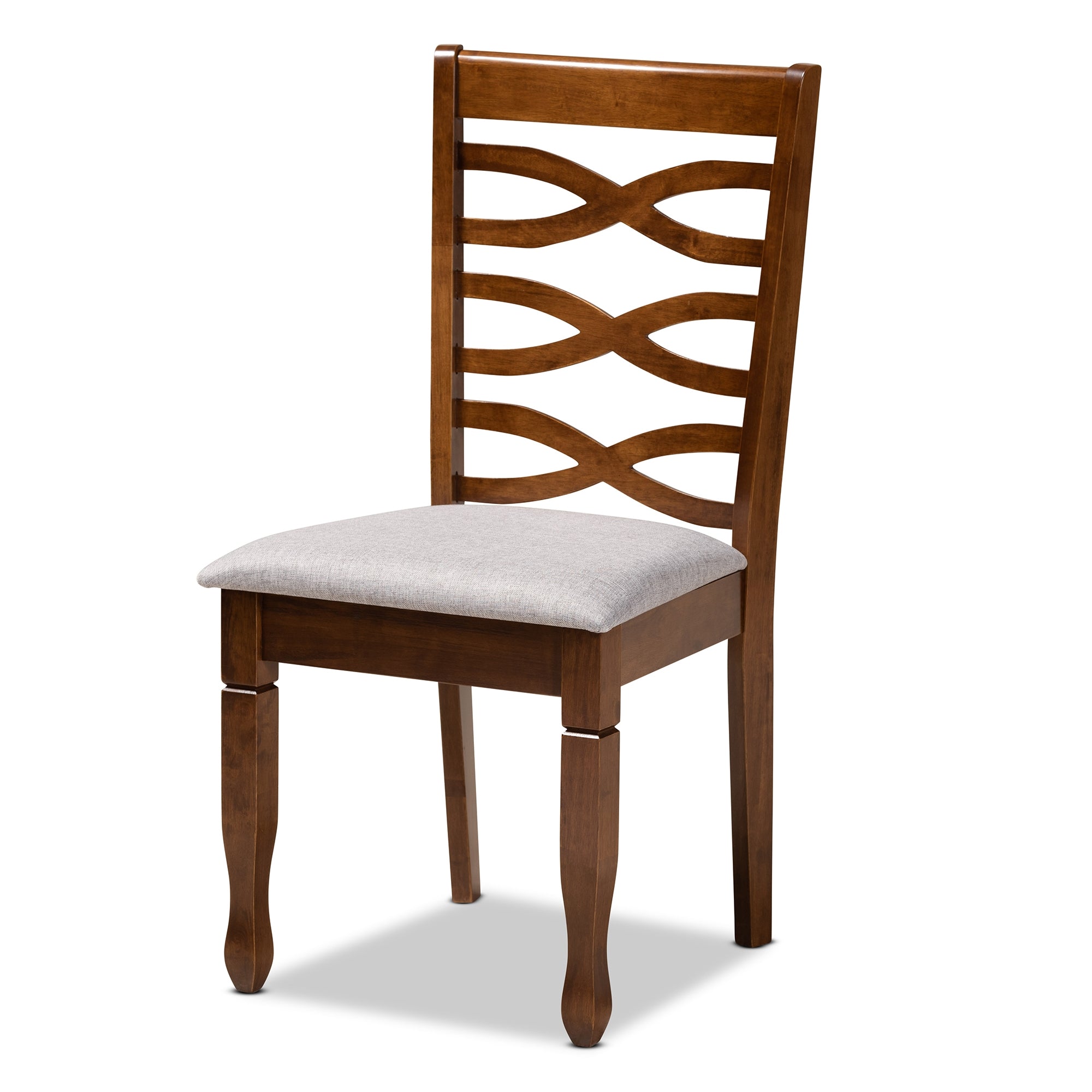 Baxton Studio Elijah Modern and Contemporary Grey Fabric Upholstered and Walnut Brown Finished Wood 4-Piece Dining Chair Set