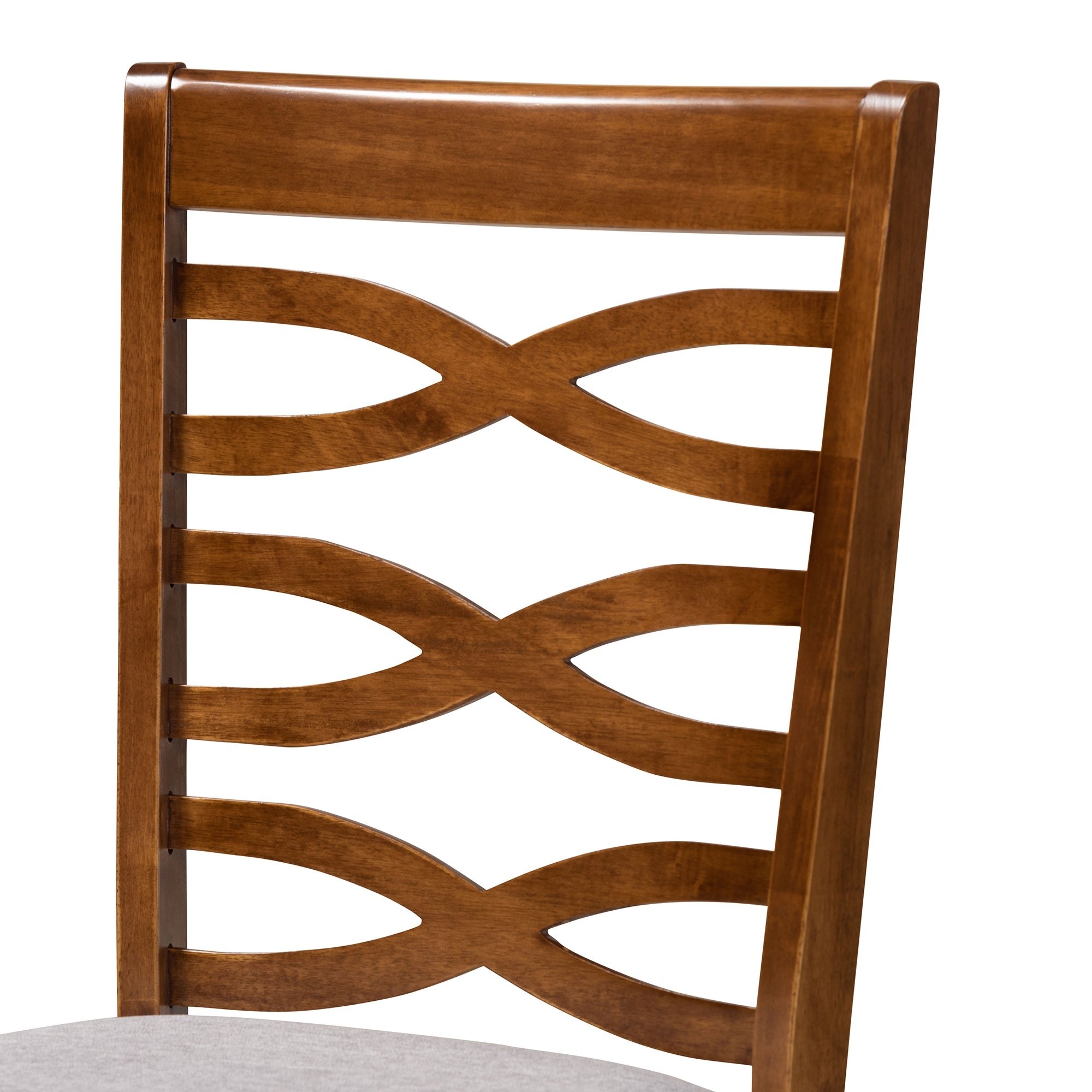 Baxton Studio Elijah Modern and Contemporary Grey Fabric Upholstered and Walnut Brown Finished Wood 4-Piece Dining Chair Set