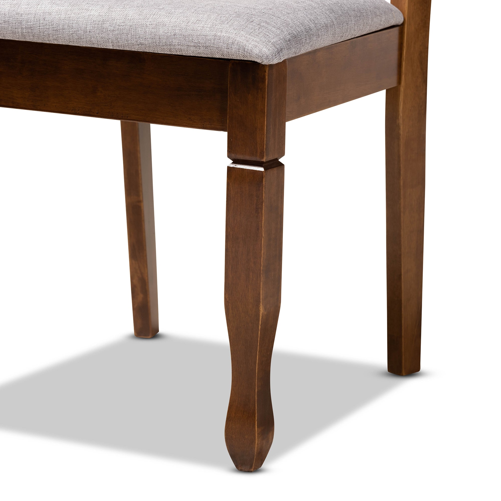 Baxton Studio Mirna Modern and Contemporary Grey Fabric Upholstered and Walnut Brown Finished Wood 5-Piece Dining Set